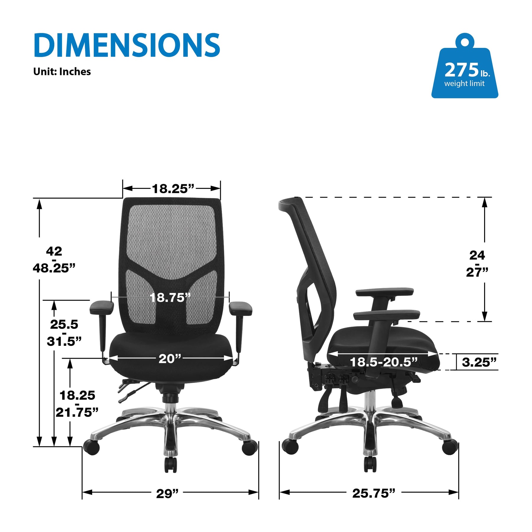 High-Back Mesh Ergonomic Office Chair with Adjustable Arms