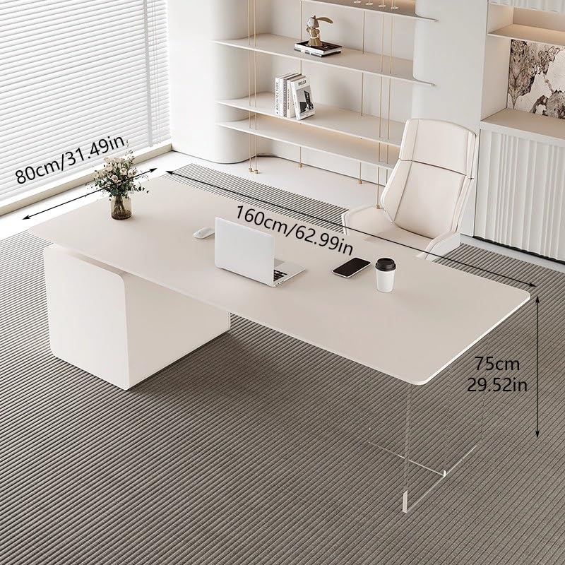 Modern Office Desk in Cream White