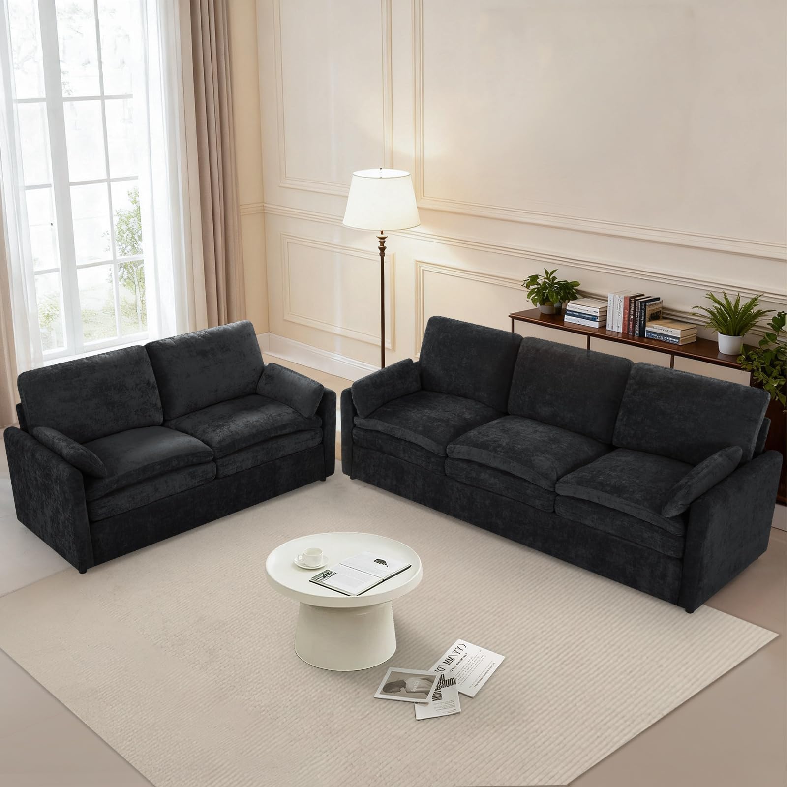 Lesofair Chenille Sofa Set with Thicker Cushions