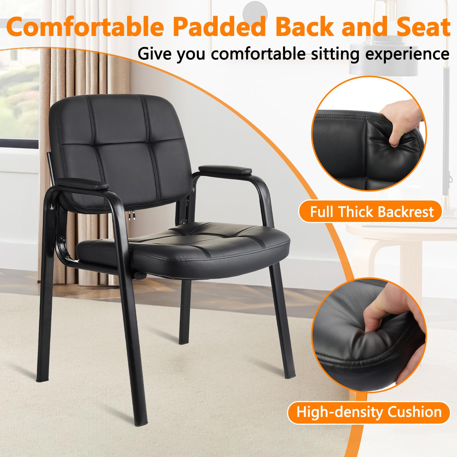 CLATINA Big & Tall Leather Waiting Room Guest Chair