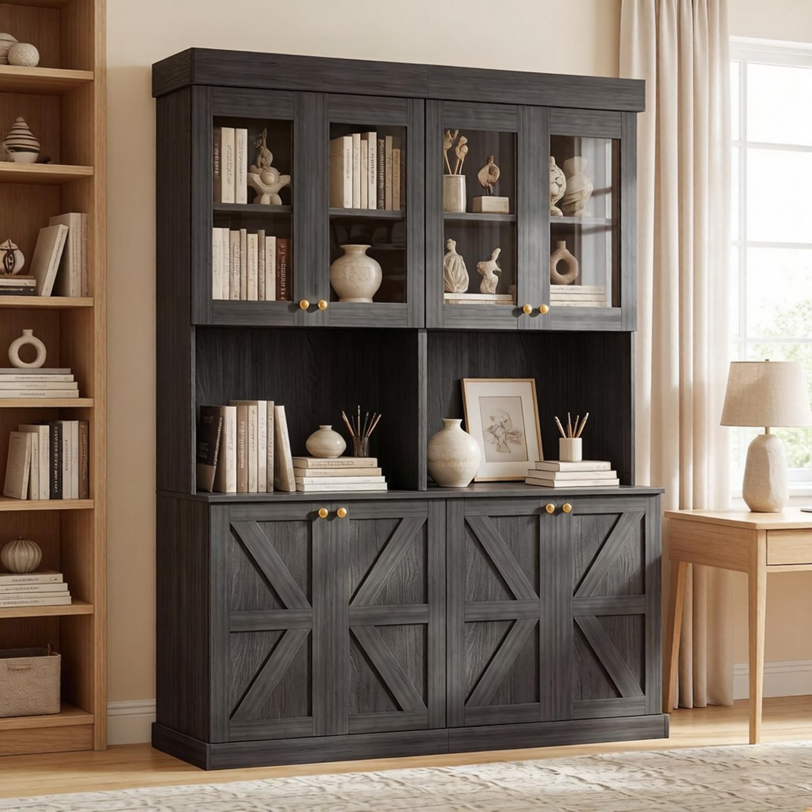 Lynsunix 71" Tall Modular Farmhouse Bookcases-PO（260515