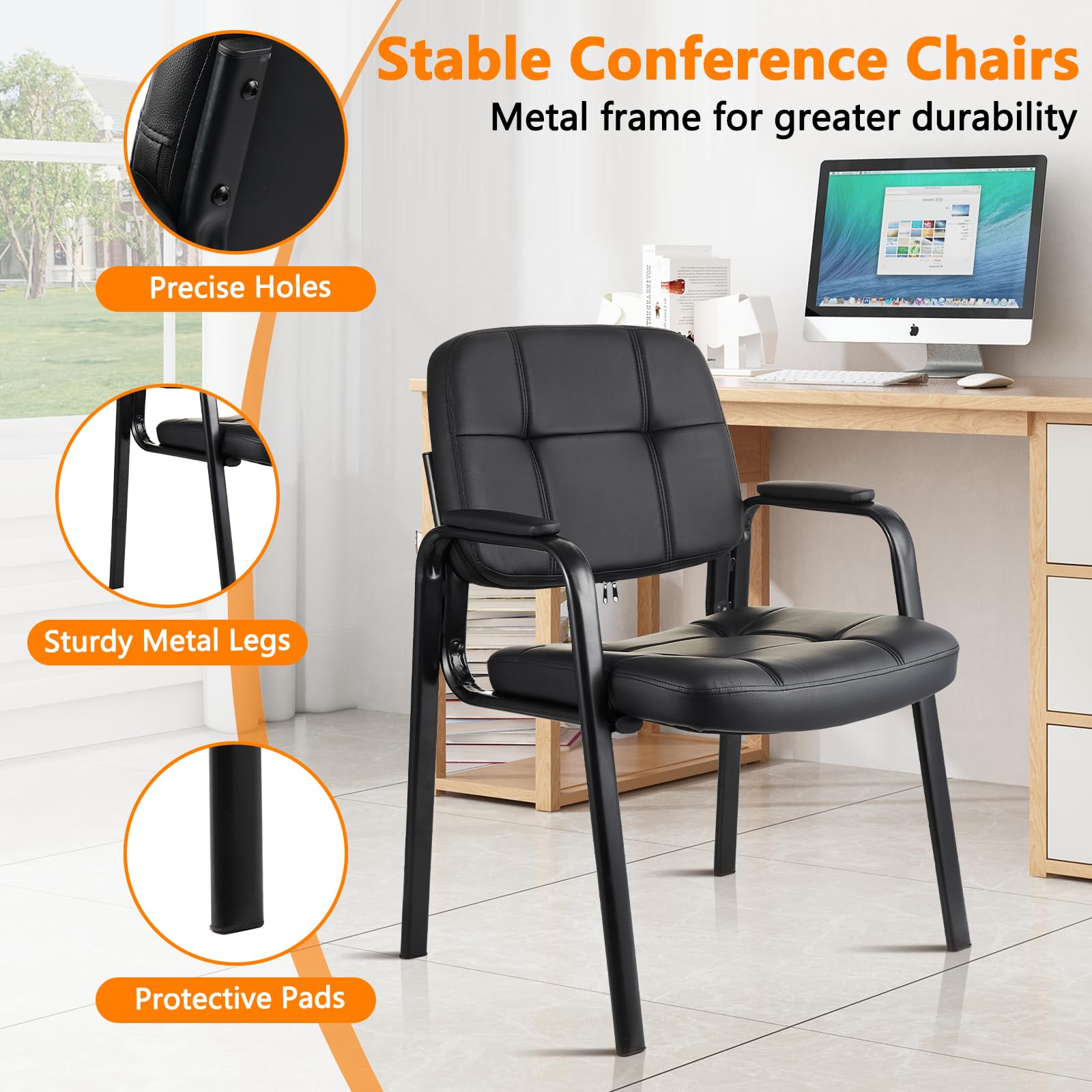 CLATINA Big & Tall Leather Waiting Room Guest Chair
