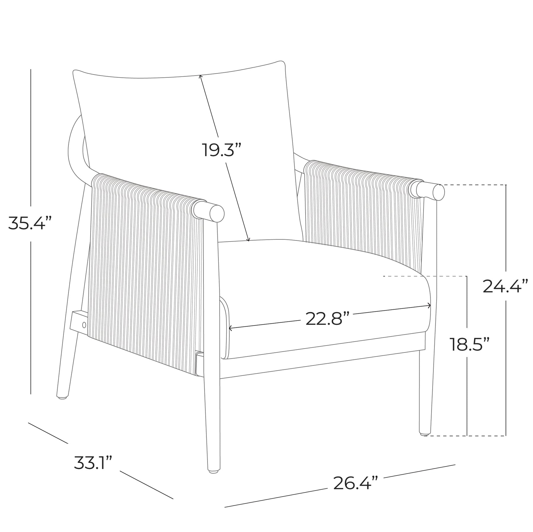 CHITA Braid Armchair, Modern Accent Chair for Living Room