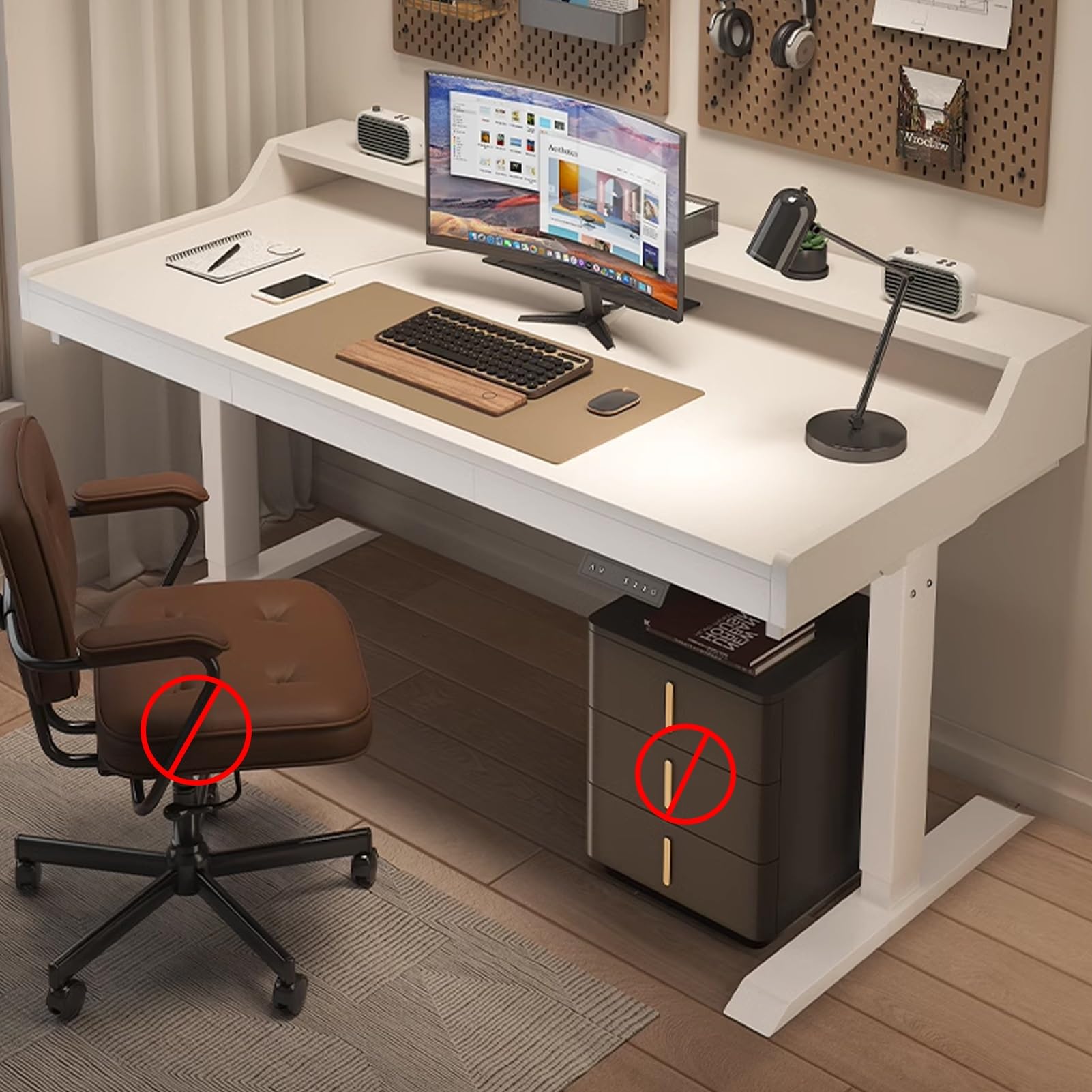 Adjustable Standing Desk with 3 Drawers