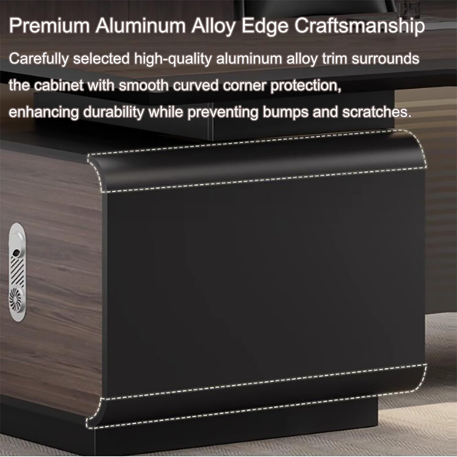 L-Shaped Executive Desk with Locking Cabinet