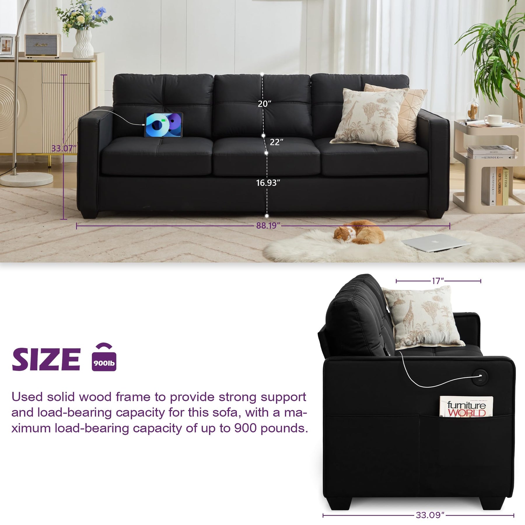 TYBOATLE Faux Leater Sofa