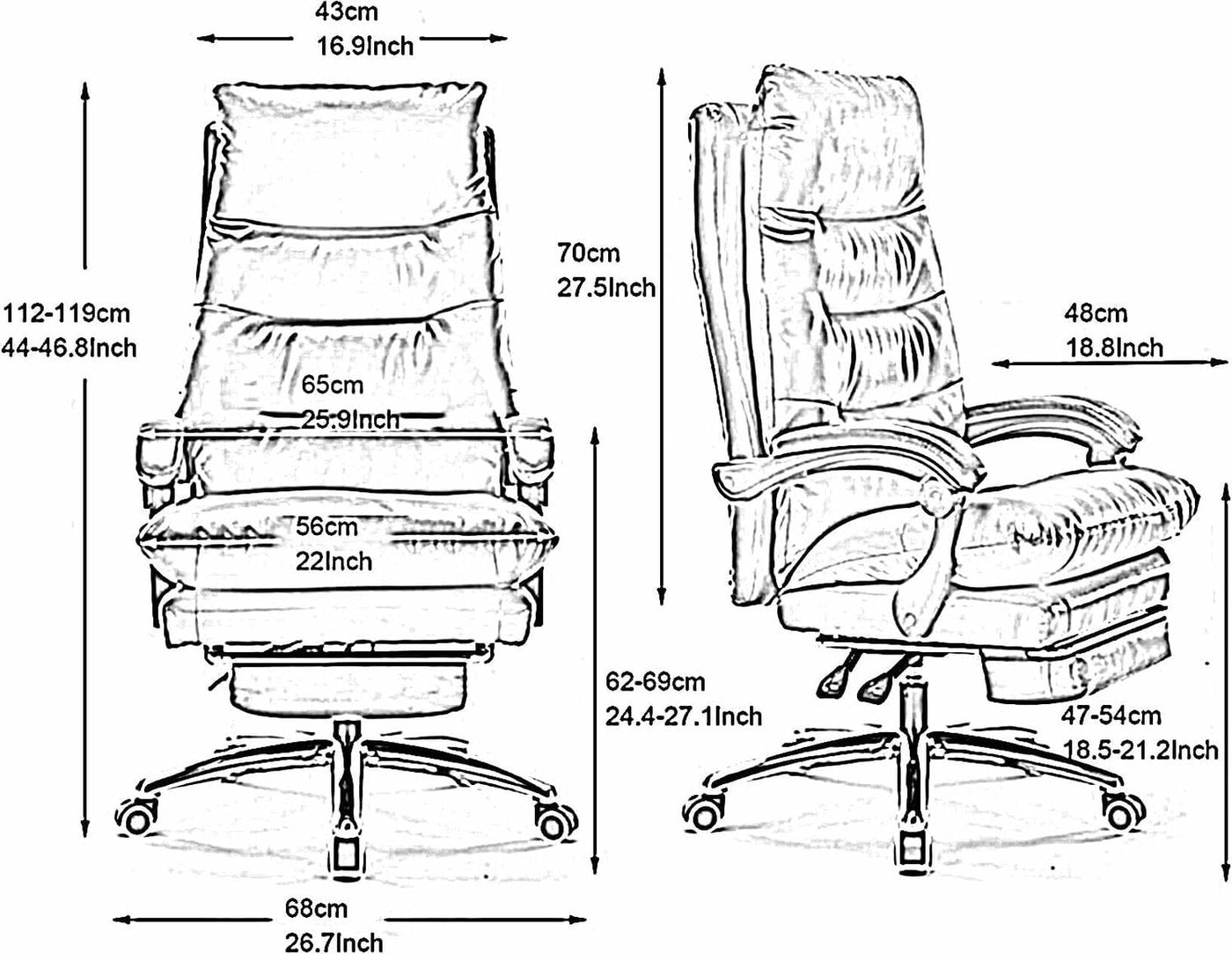 Executive Leather Office Chair with Footrest alternate view