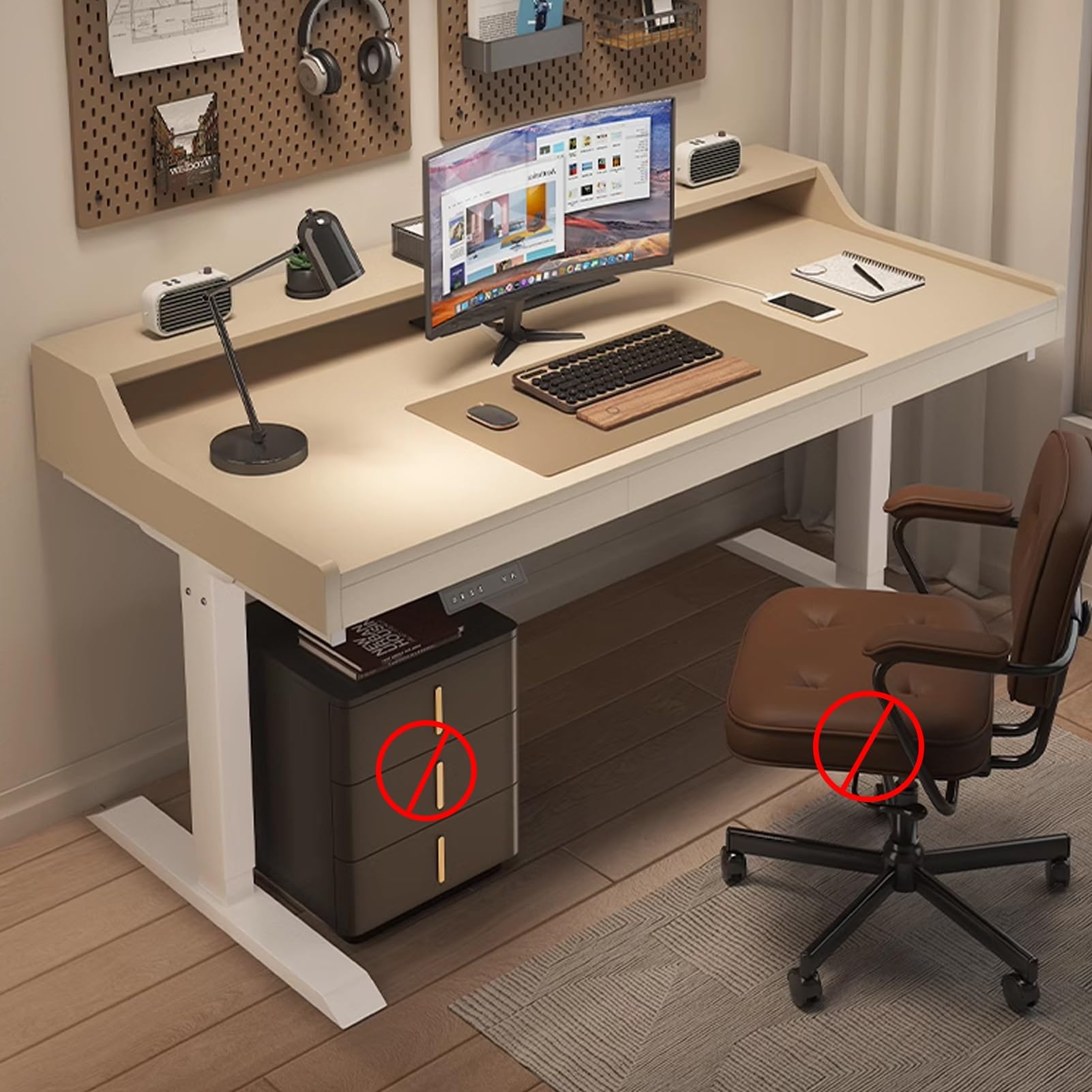 Adjustable Standing Desk with 3 Drawers