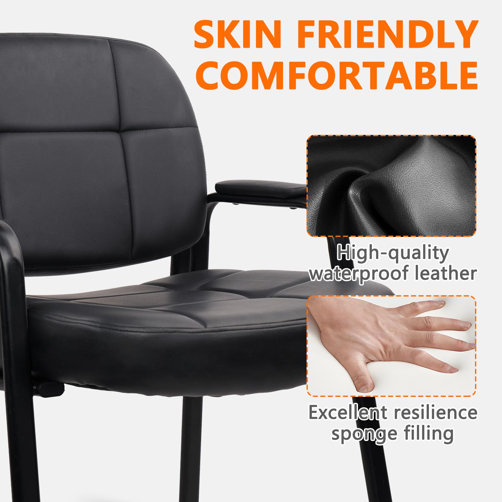 Big & Tall Leather Guest Chair with Padded Arms