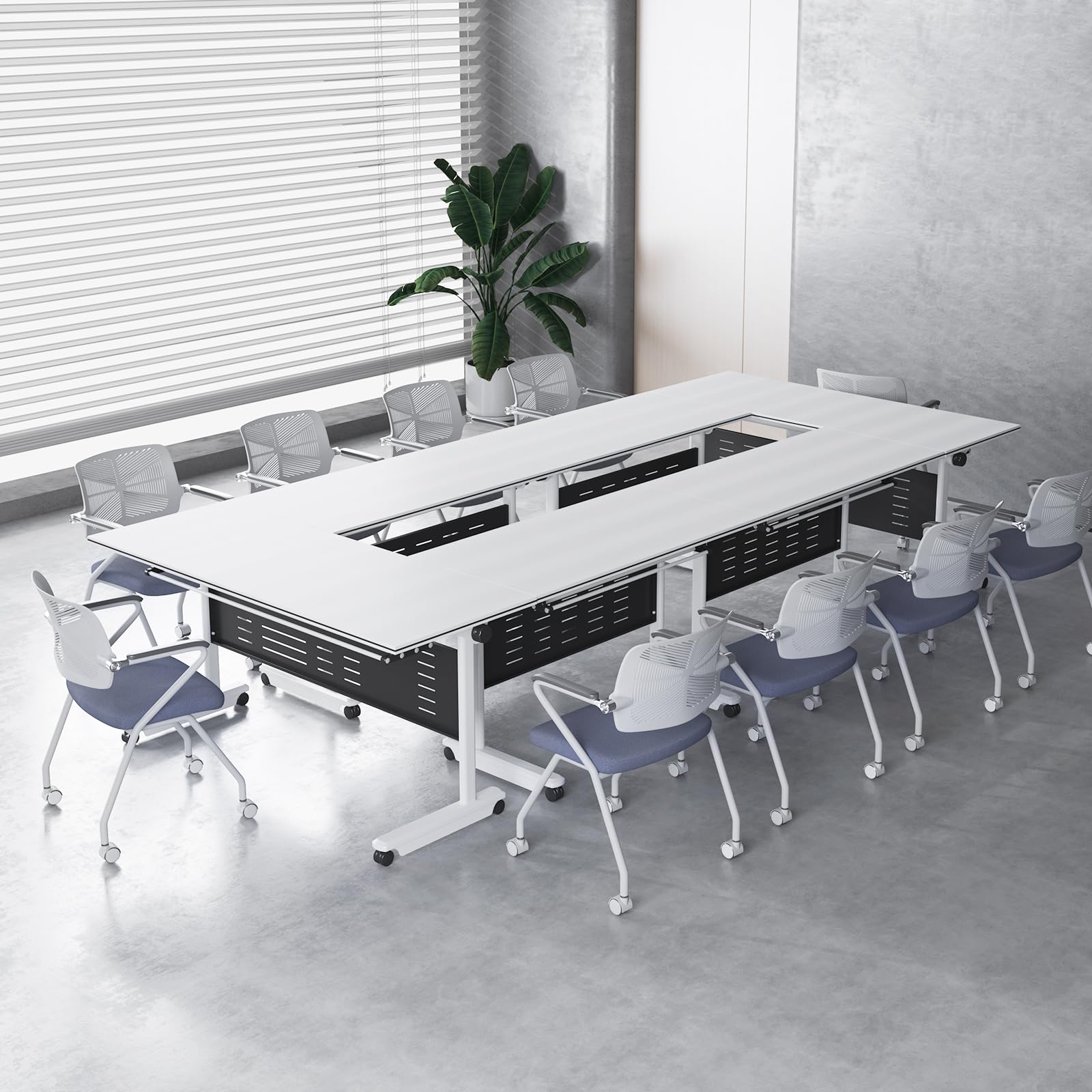Folding Conference Table with Wheels & Cable Grommets