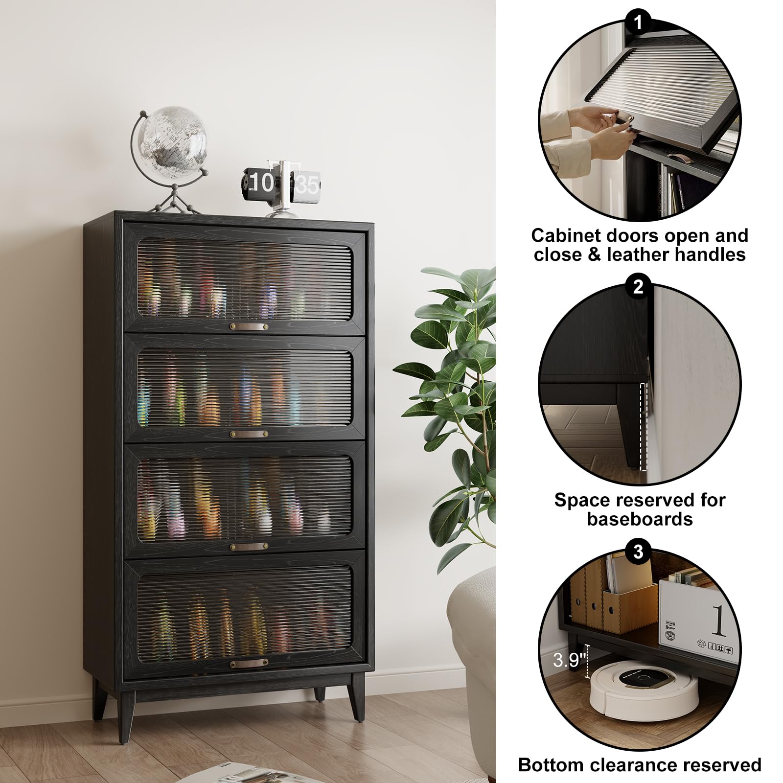 72" Solid Wood Bookcase with Doors