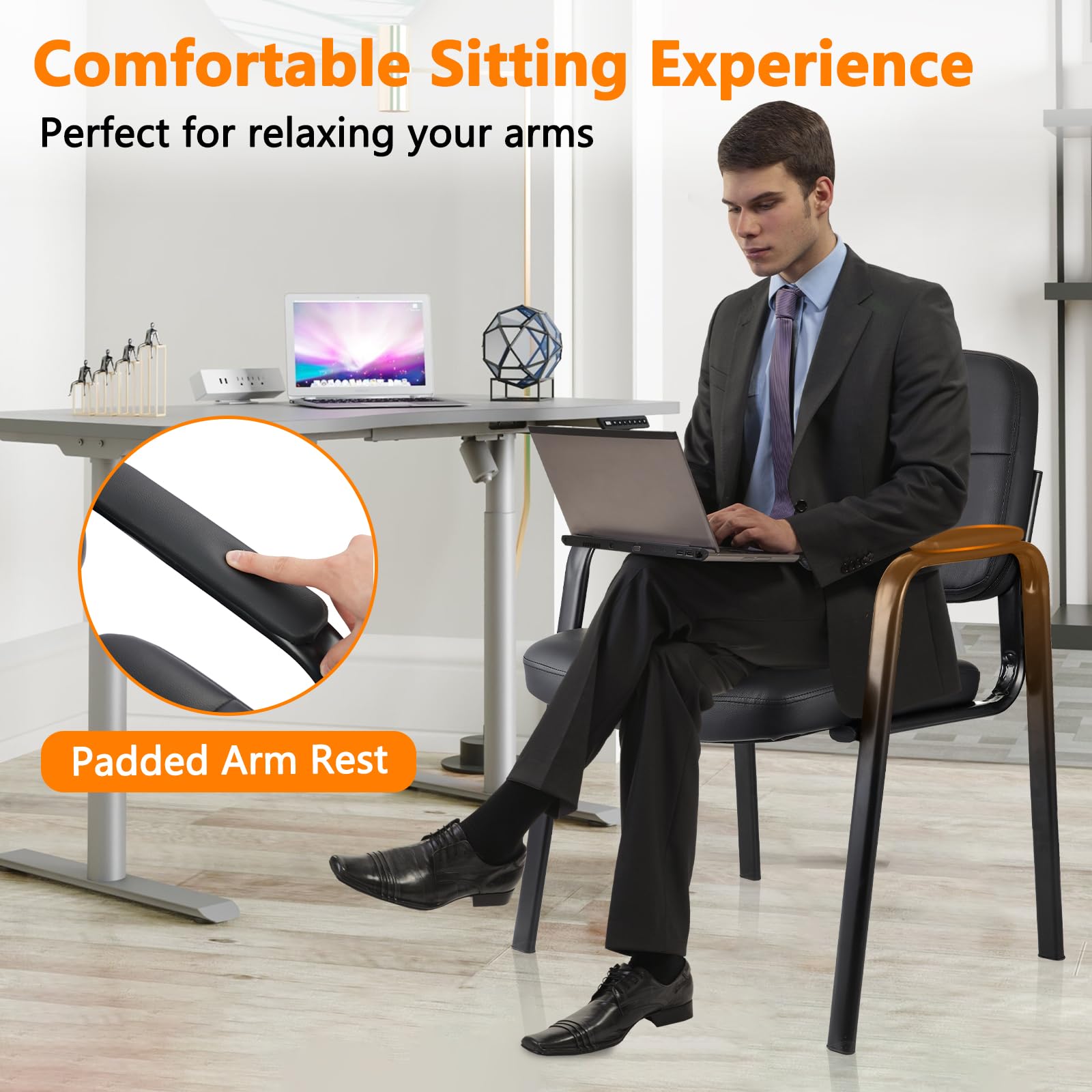 CLATINA Big & Tall Leather Waiting Room Guest Chair