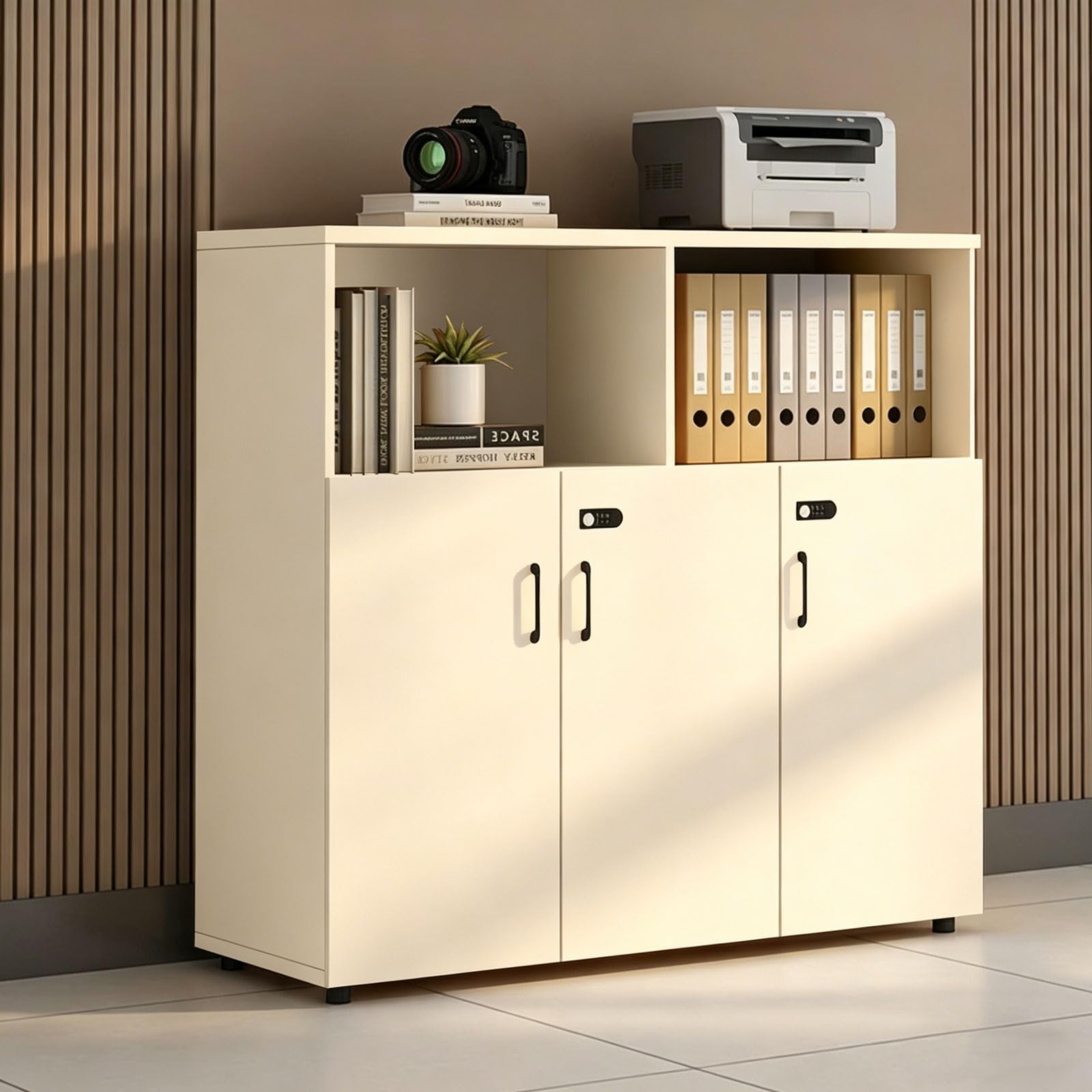 File Cabinet with Password Lock & Storage Shelves