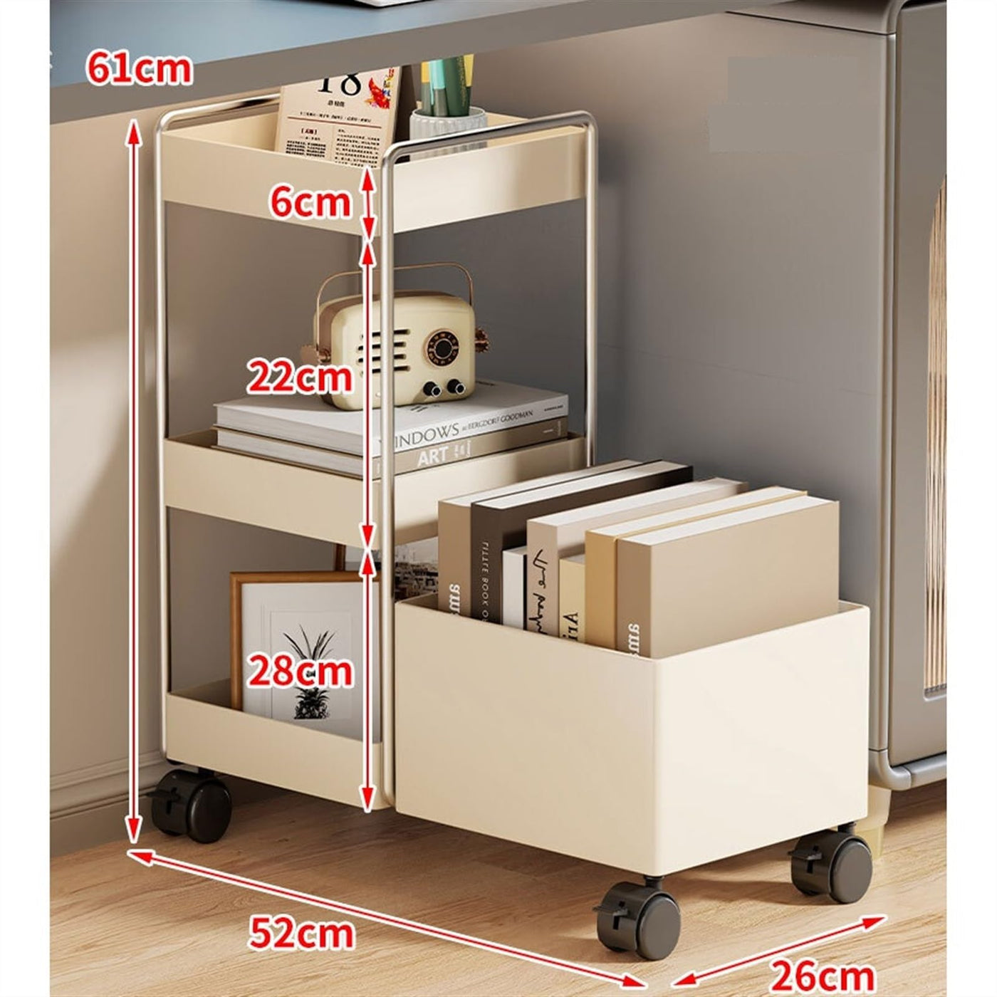 Movable Under-Desk Book Storage Rack