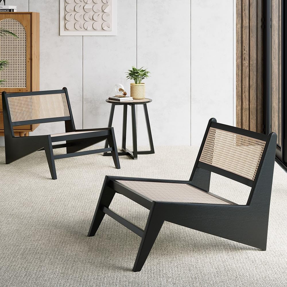 Japandi Rattan & Wood Lounge Chair