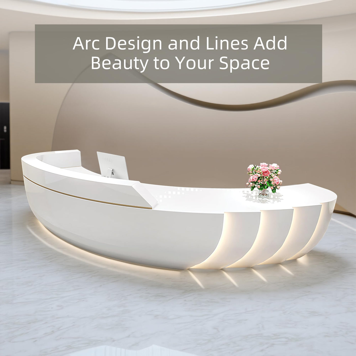 Curved Reception Desk with Counter