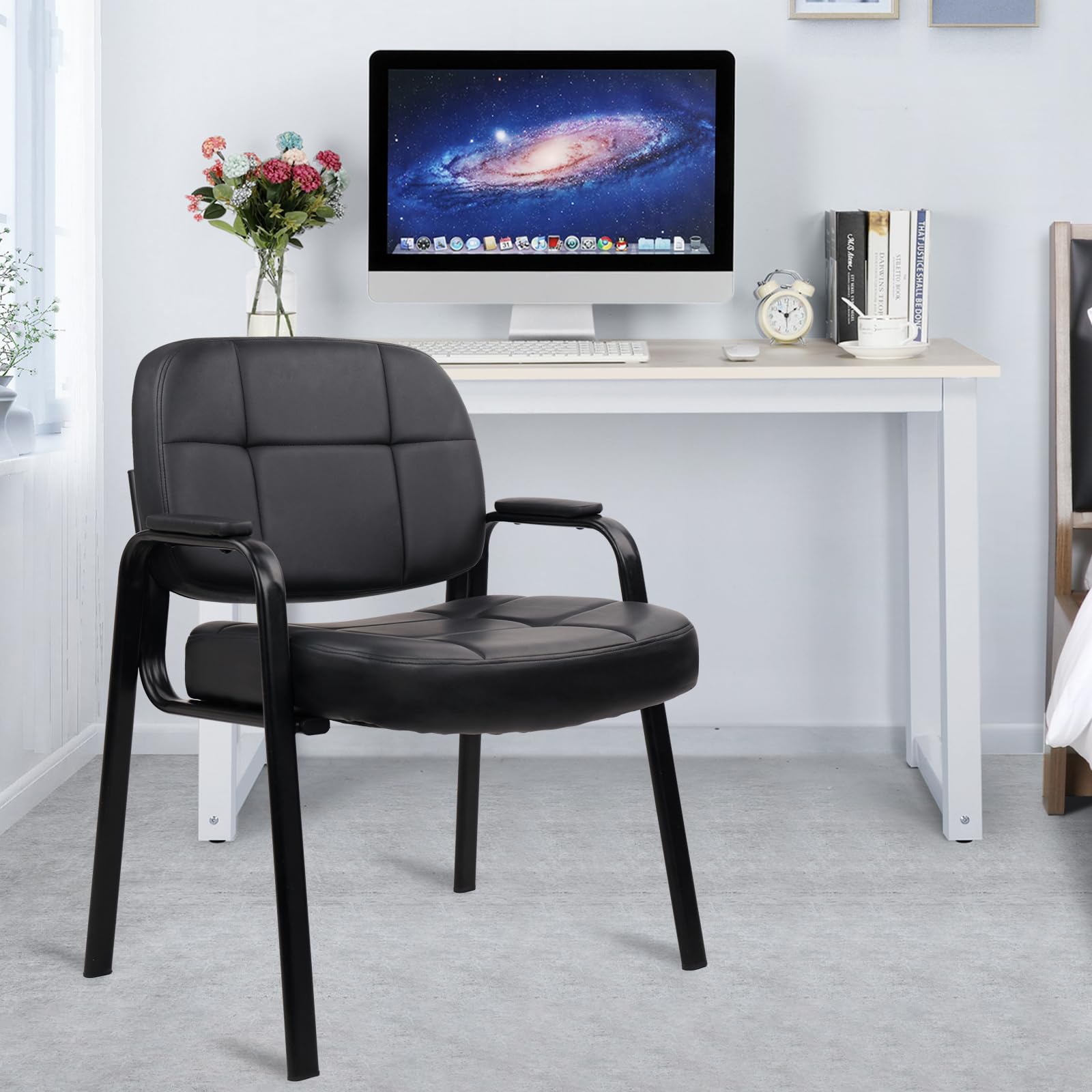 Big & Tall Leather Guest Chair with Padded Arms