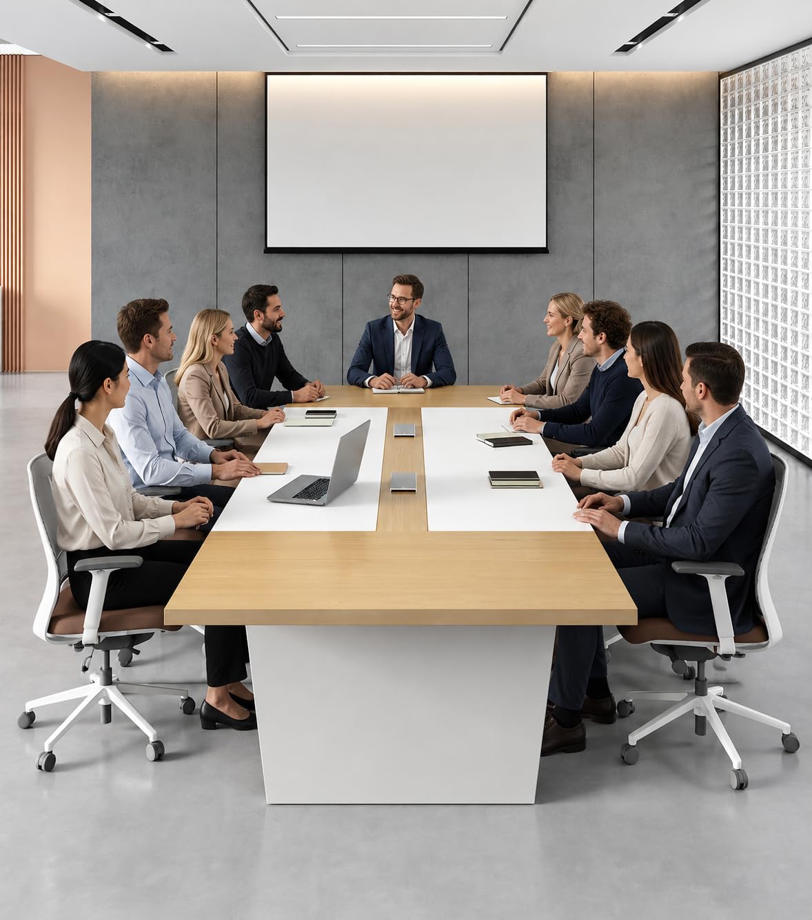 Large Conference Table with Cable Management