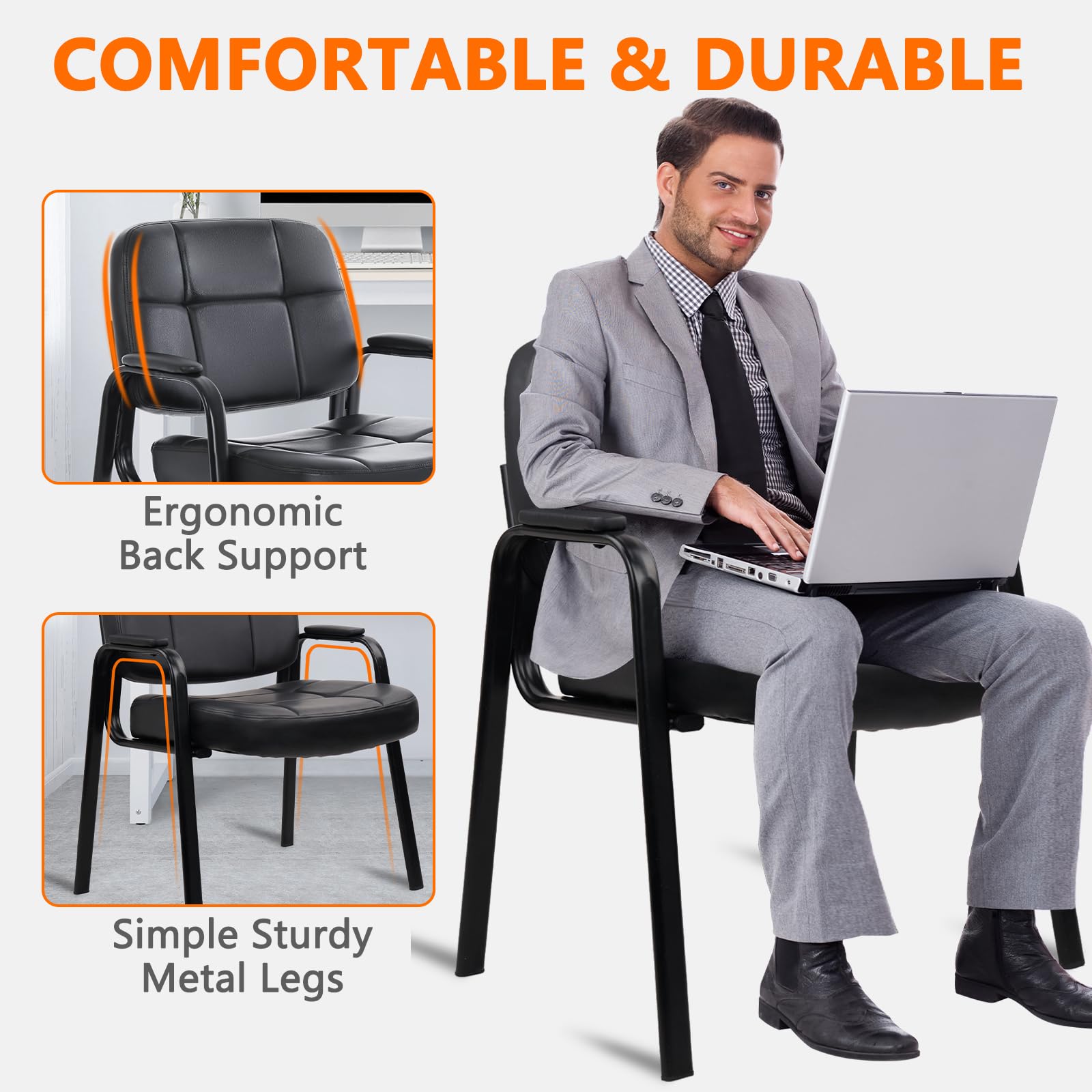 Big & Tall Leather Guest Chair with Padded Arms