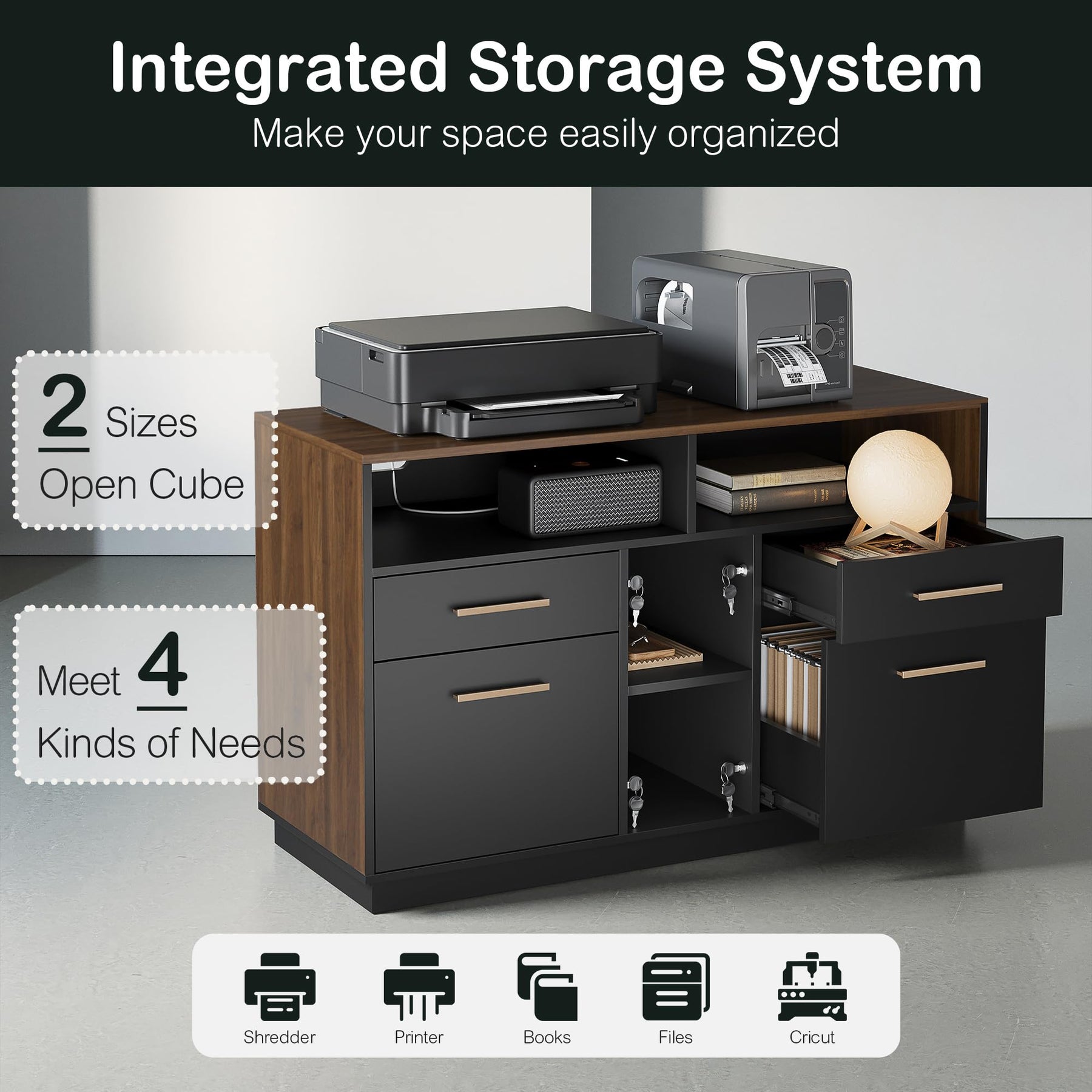 4-Drawer File Cabinet with Lock & Power Outlet
