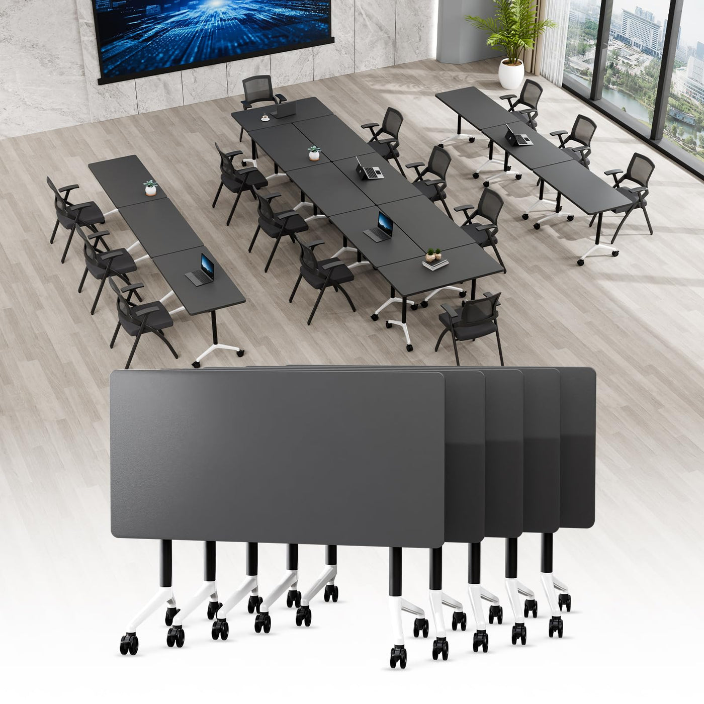 Modular Folding Conference Table with Wheels