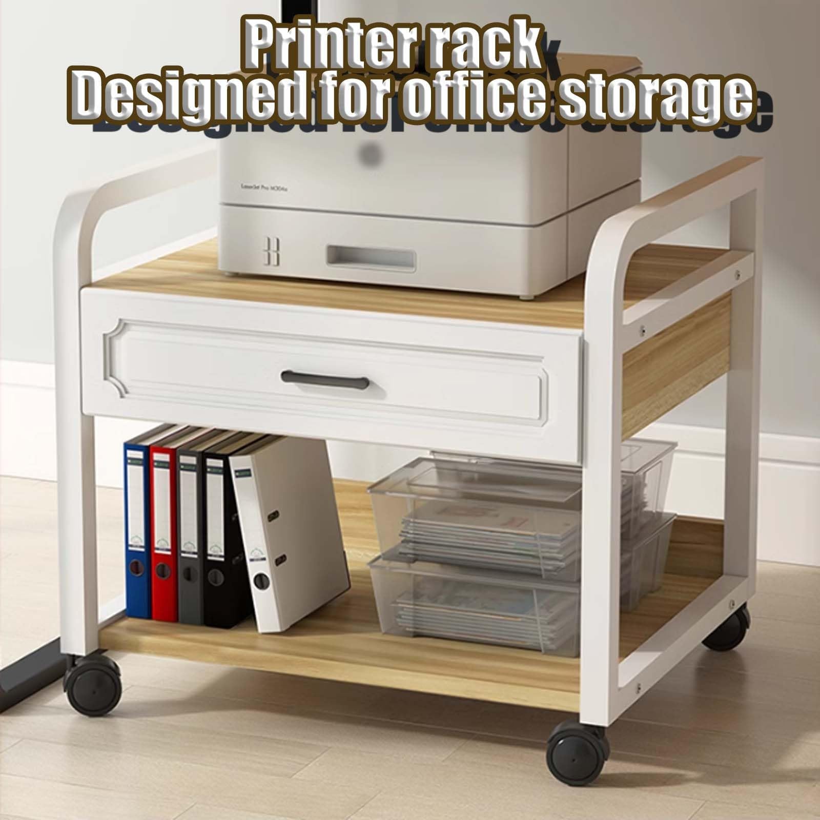 2-Tier Mobile Printer Stand with Drawer