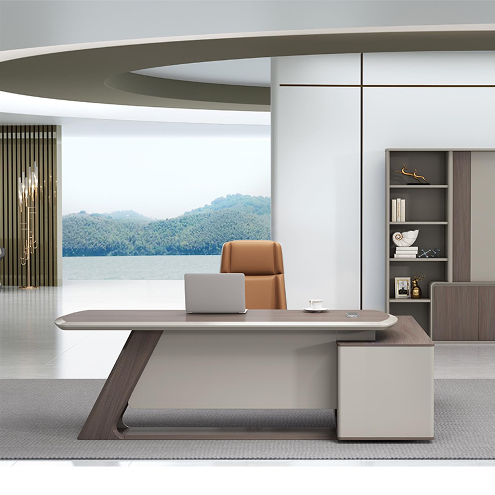 L-Shaped Corner Desk with Drawers