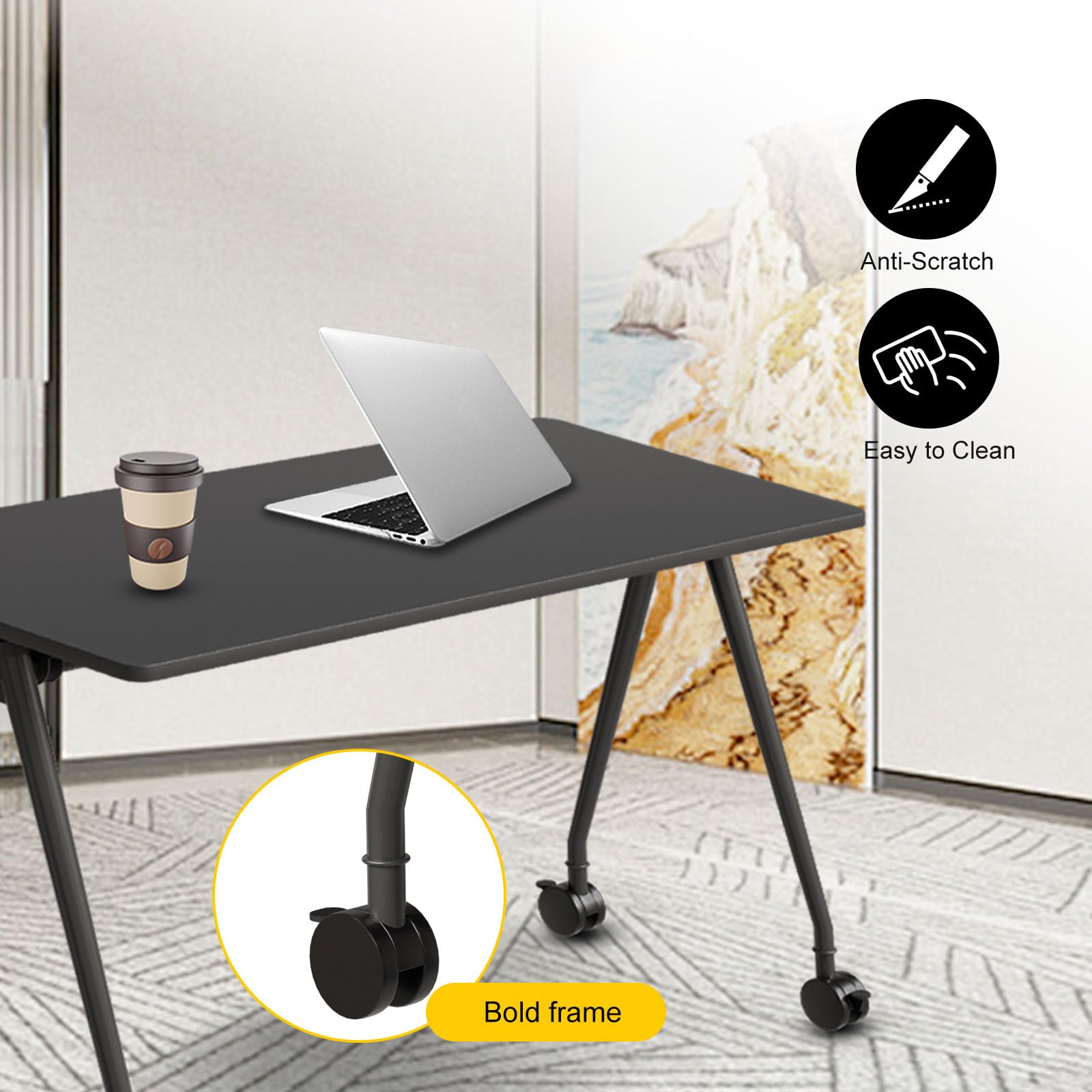 Foldable Conference Table with Wheels for 2–16 People