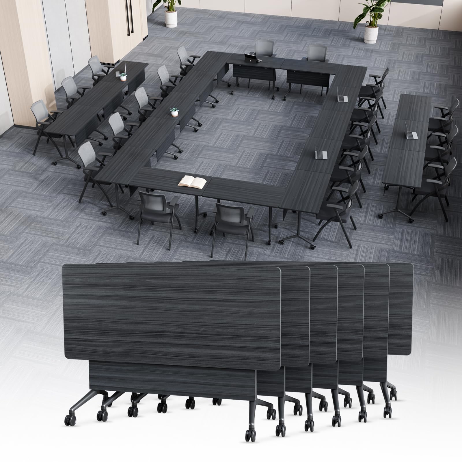 Modular Folding Conference Table with Wheels
