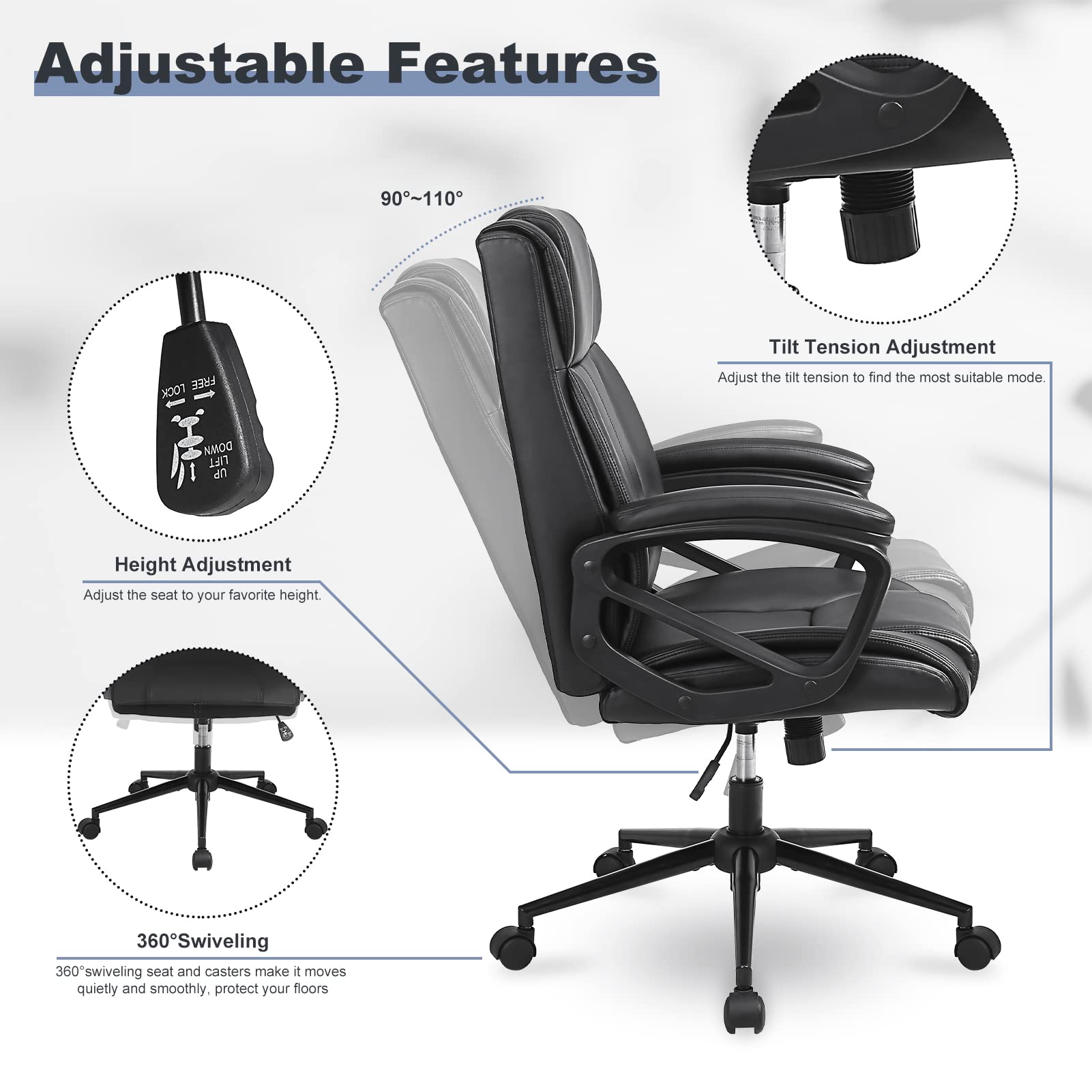Executive Office Chair Set of 6 with Lumbar Support