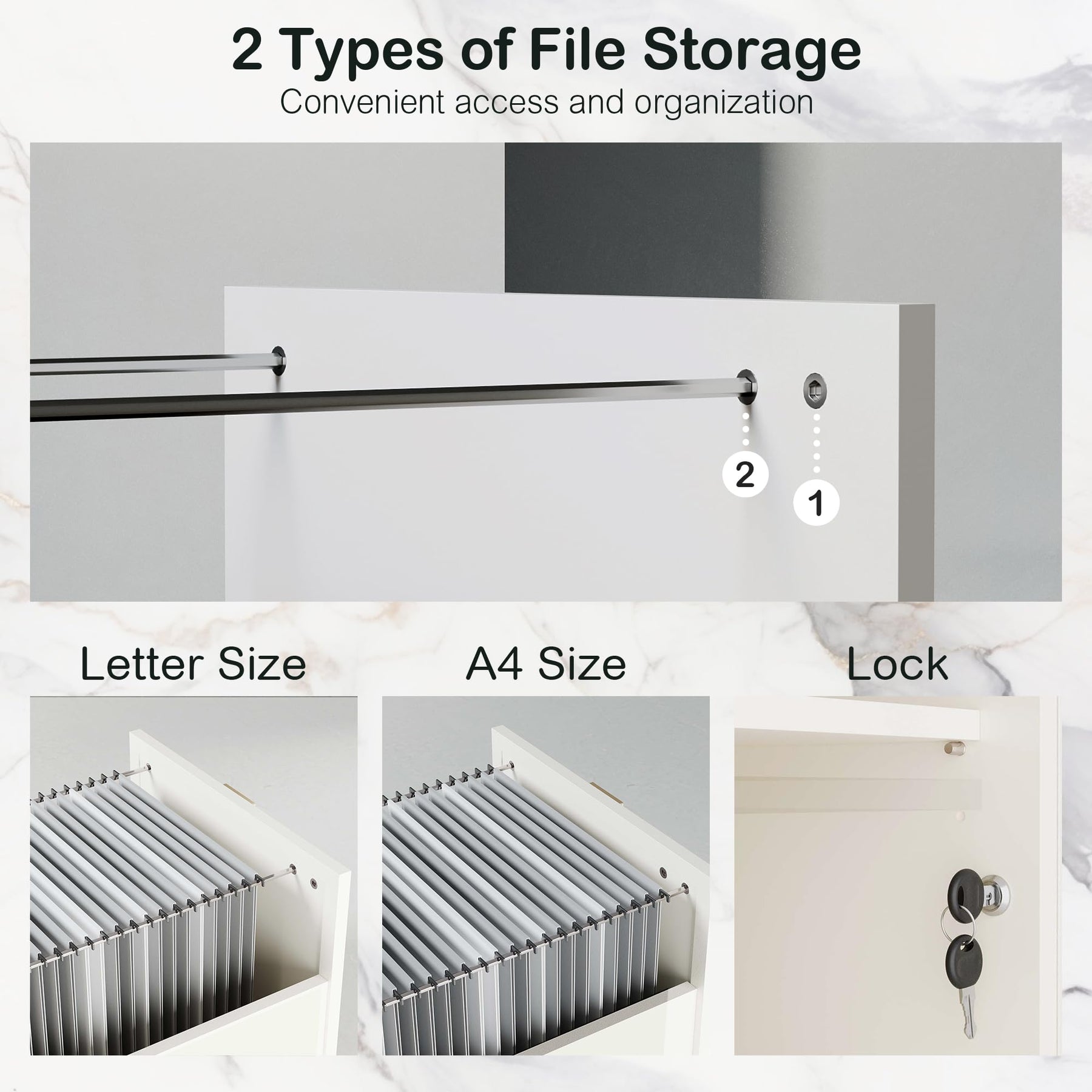 63" Lateral File Cabinet with Lock & Sliding Door