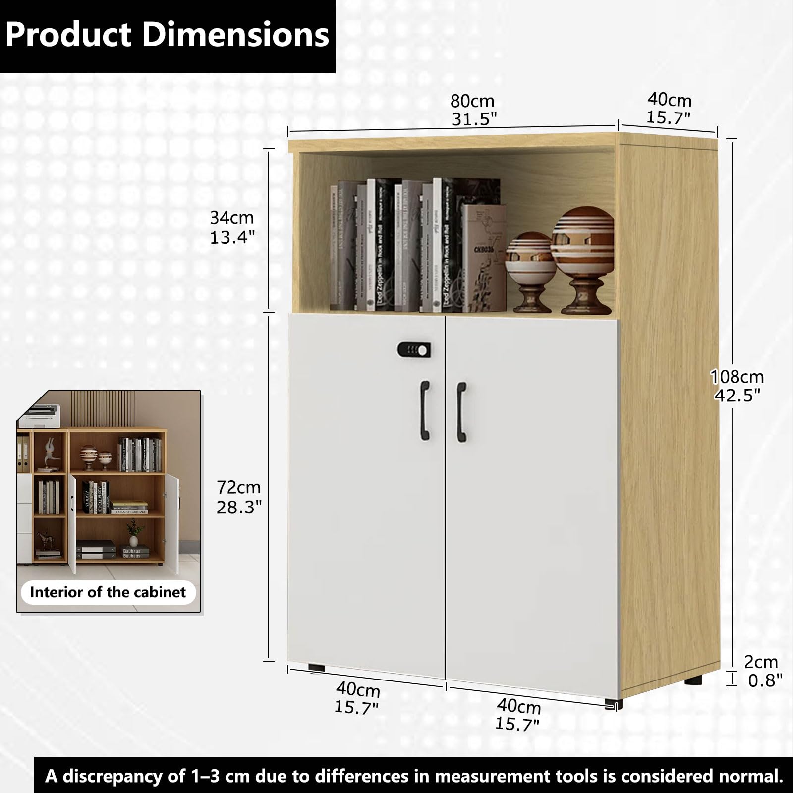File Cabinet with Password Lock & Storage Shelves