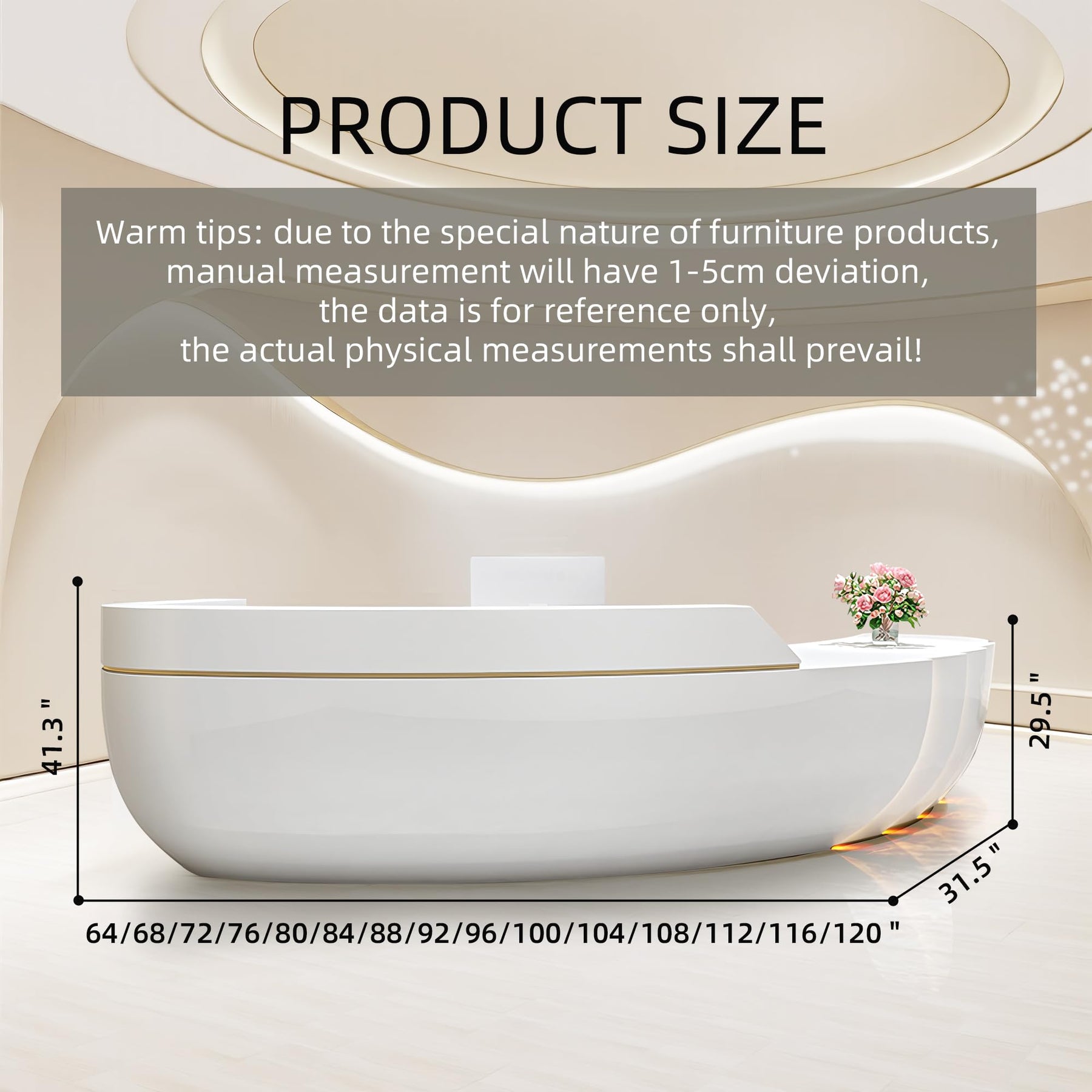Curved Reception Desk with Counter