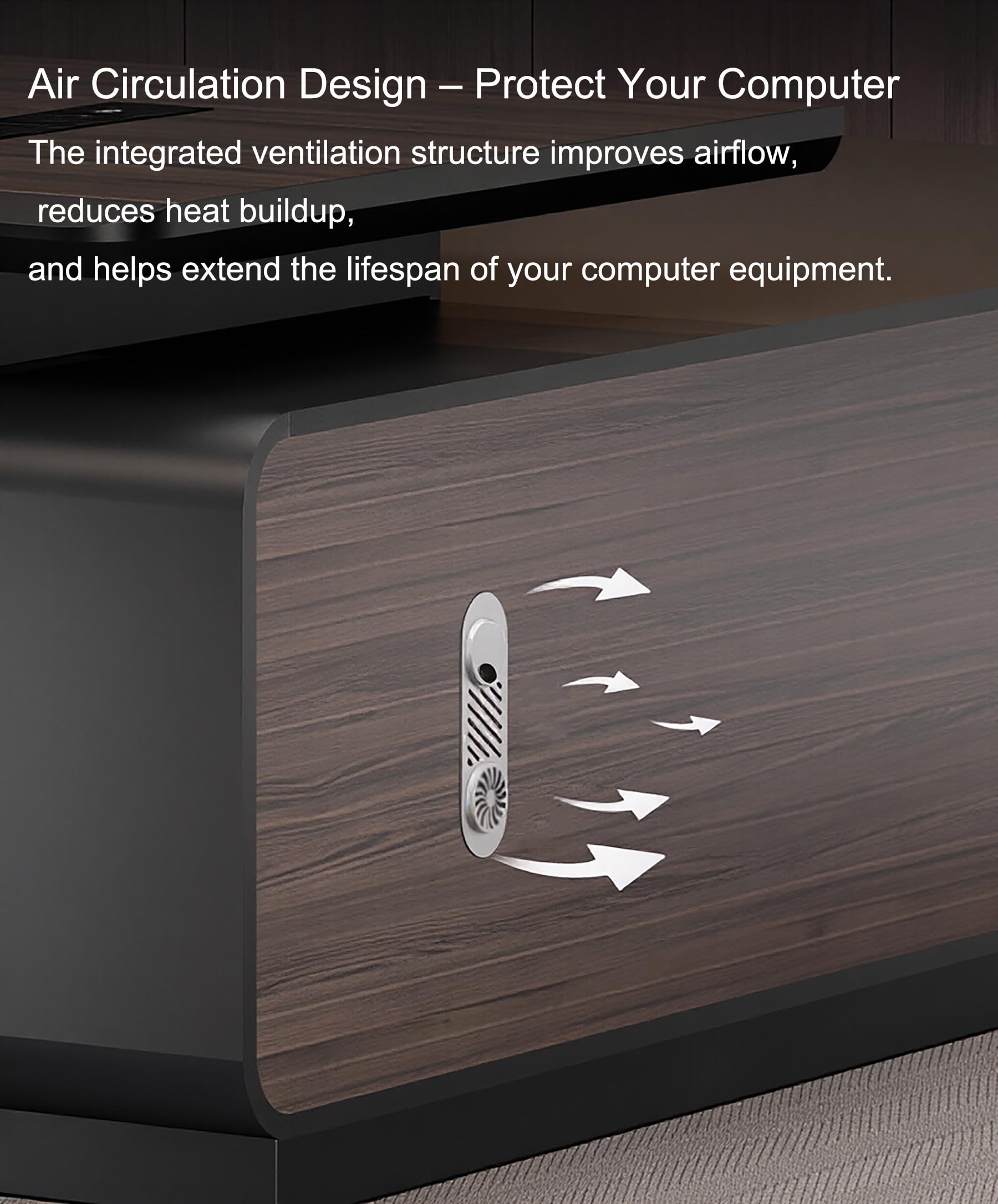 L-Shaped Executive Desk with Locking Cabinet