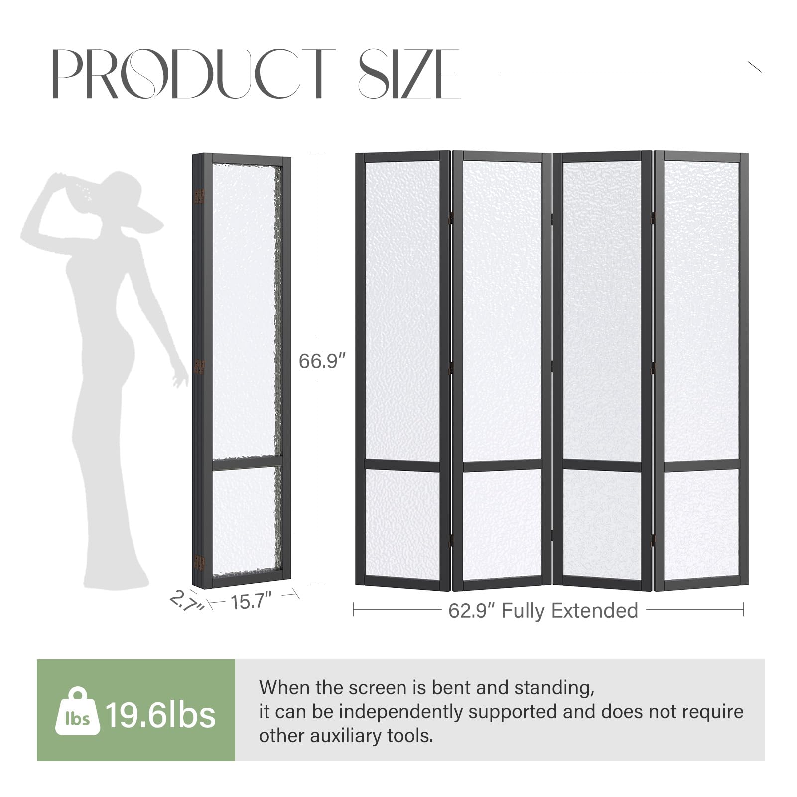 4-Panel Acrylic Privacy Room Divider