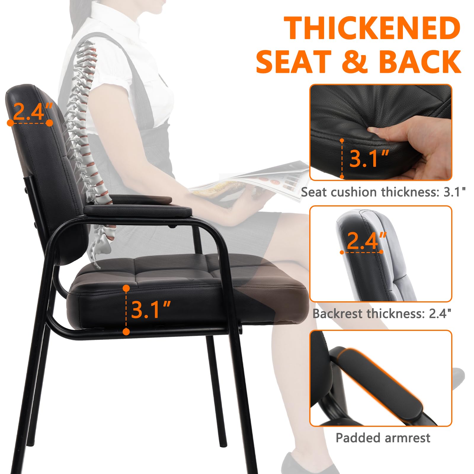 Big & Tall Leather Guest Chair with Padded Arms
