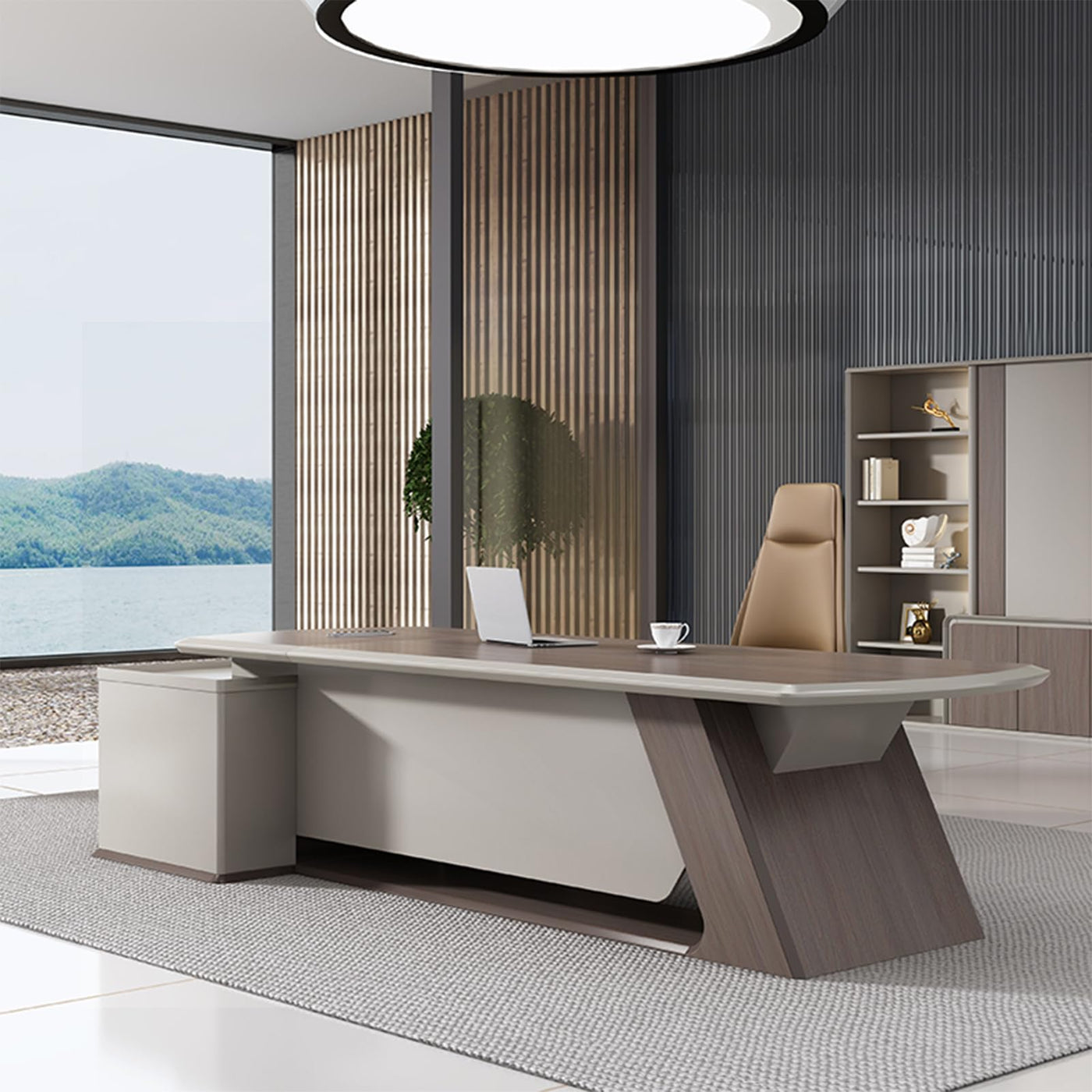 L-Shaped Corner Desk with Drawers