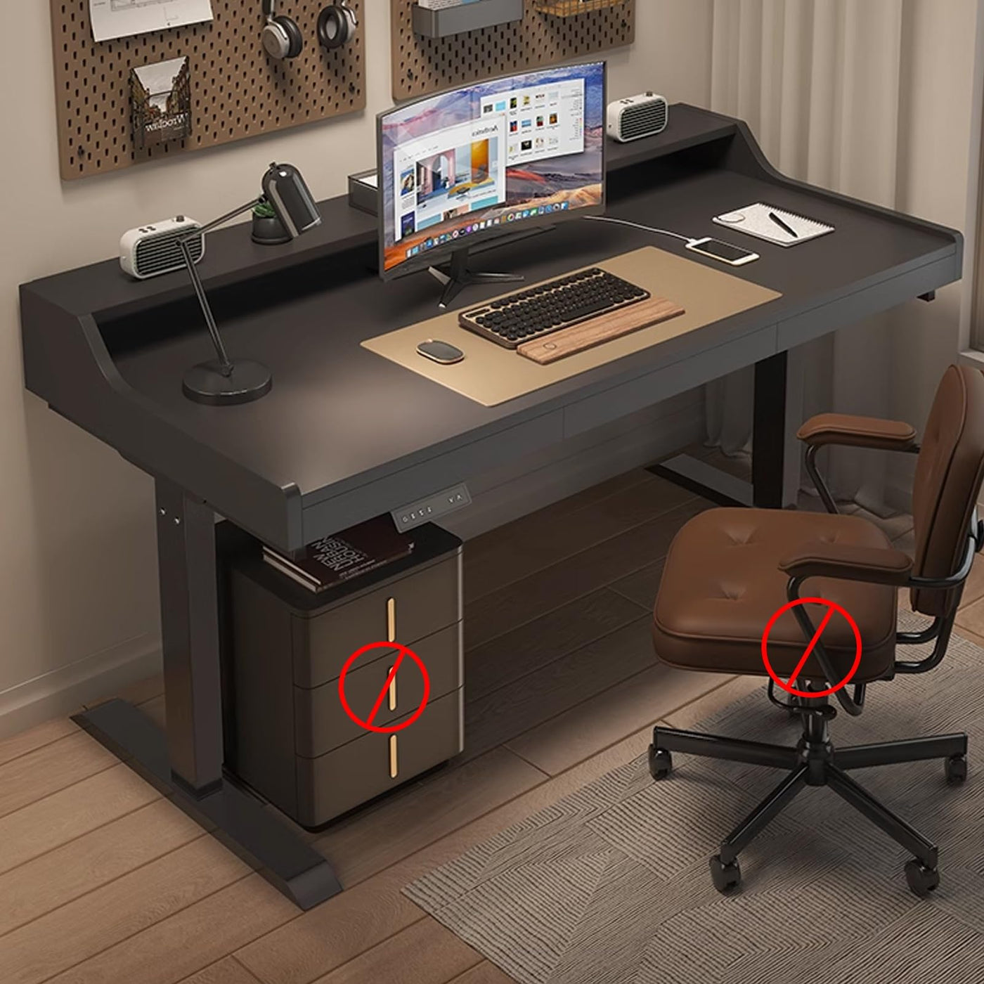 Adjustable Standing Desk with 3 Drawers