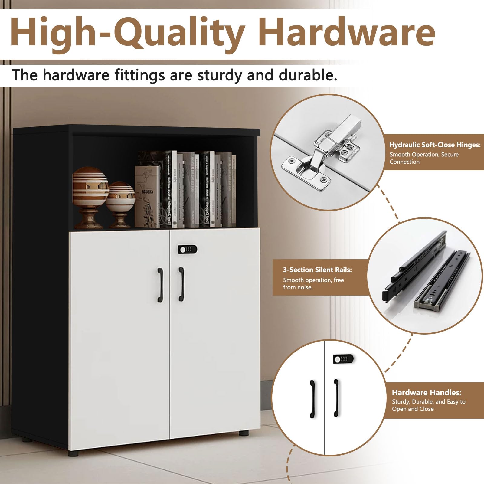 File Cabinet with Password Lock & Storage Shelves