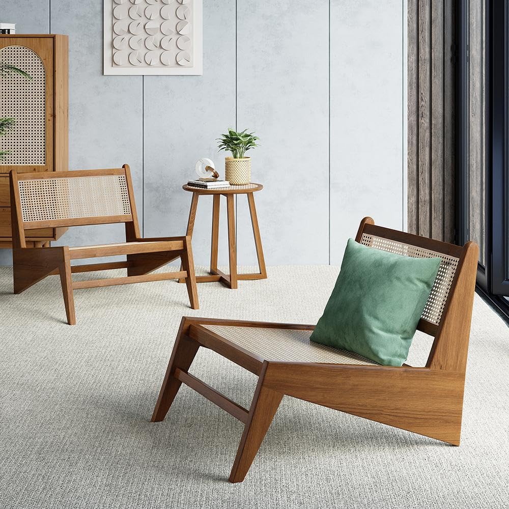 Japandi Rattan & Wood Lounge Chair