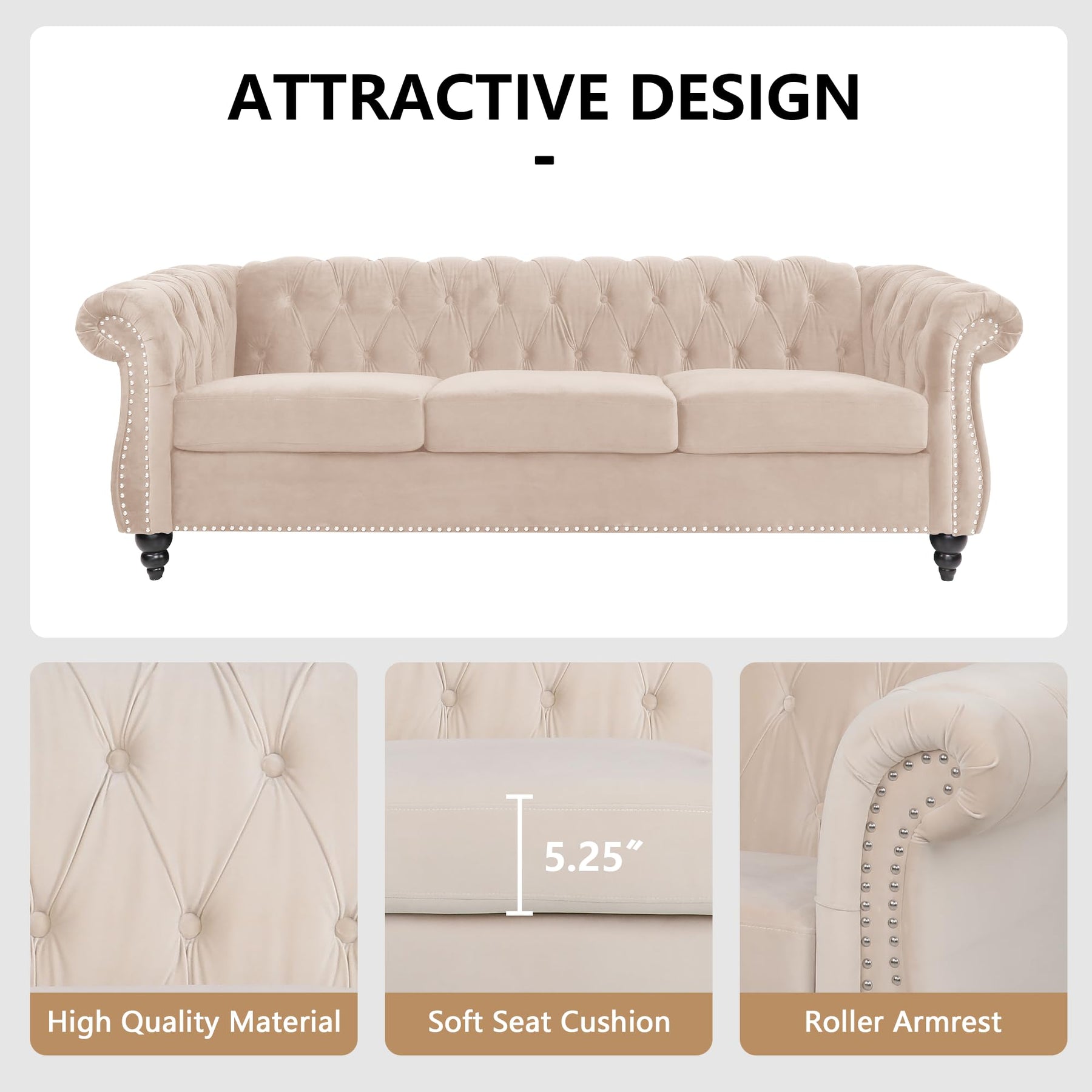 Chesterfield Sofa & Chair Living Room Set