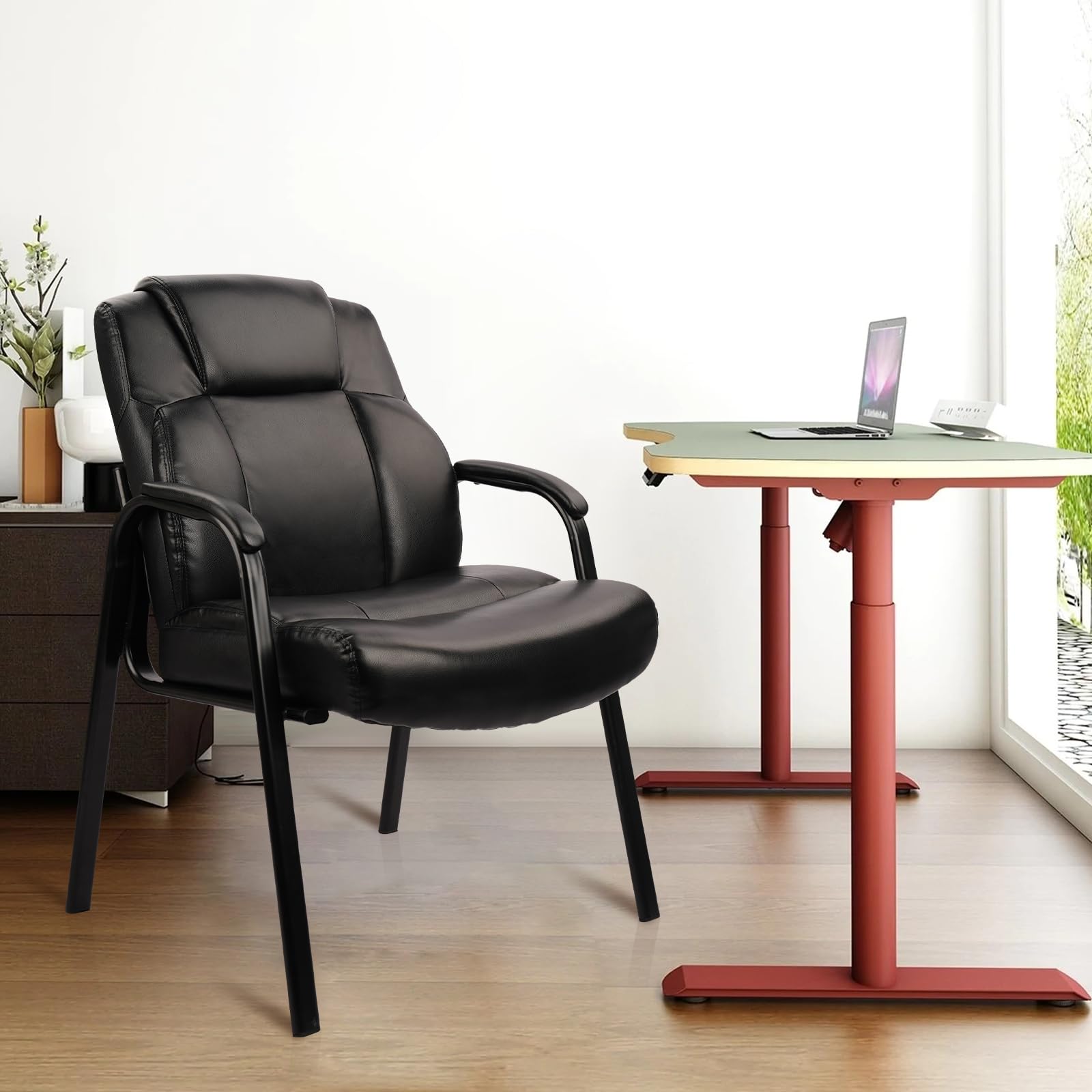 CLATINA Big & Tall 400 lb. Leather Reception Chairs Guest Chair