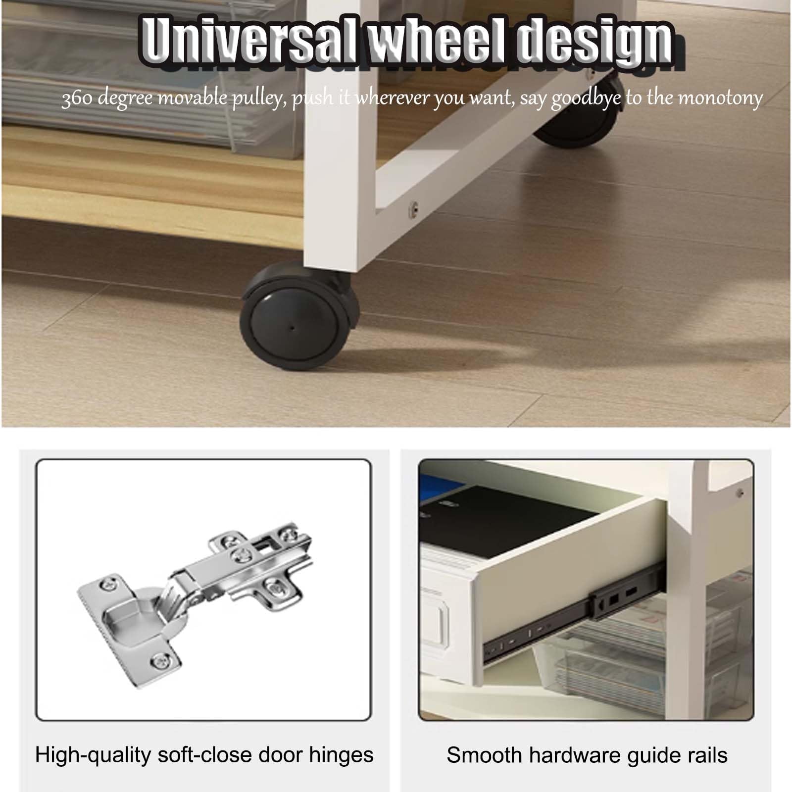2-Tier Mobile Printer Stand with Drawer
