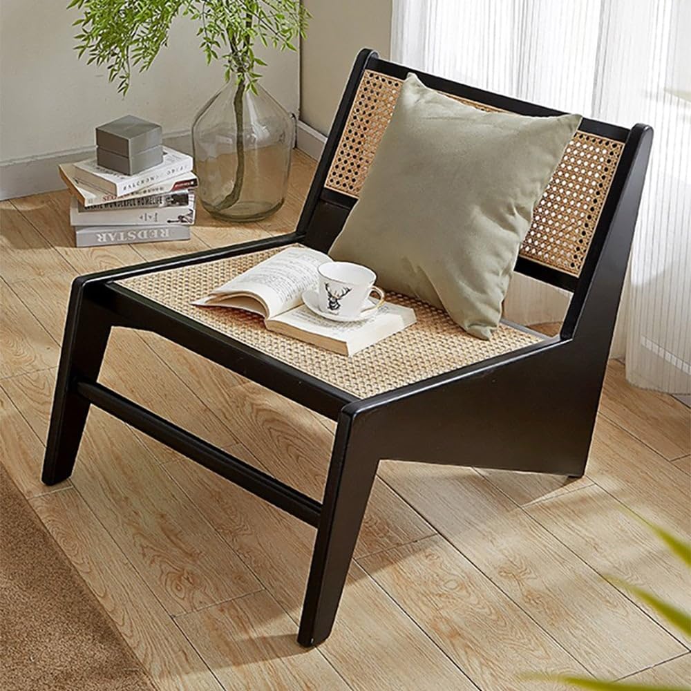 Japandi Rattan & Wood Lounge Chair