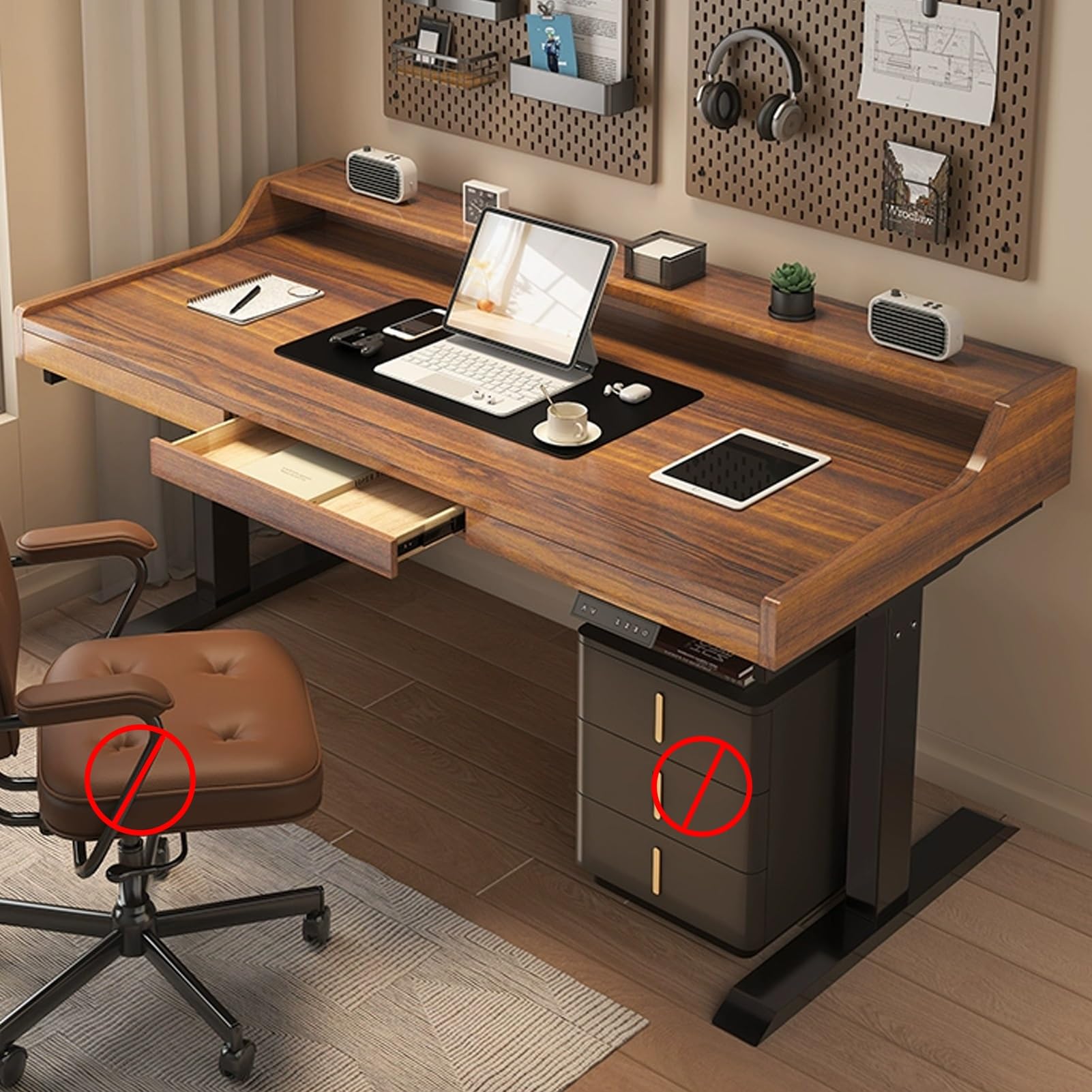 Adjustable Standing Desk with 3 Drawers