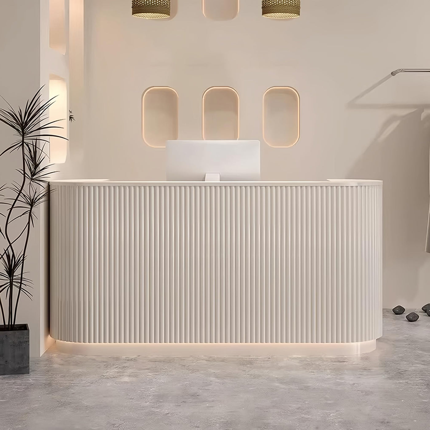 Striped Reception Desk for Salon & Retail Spaces