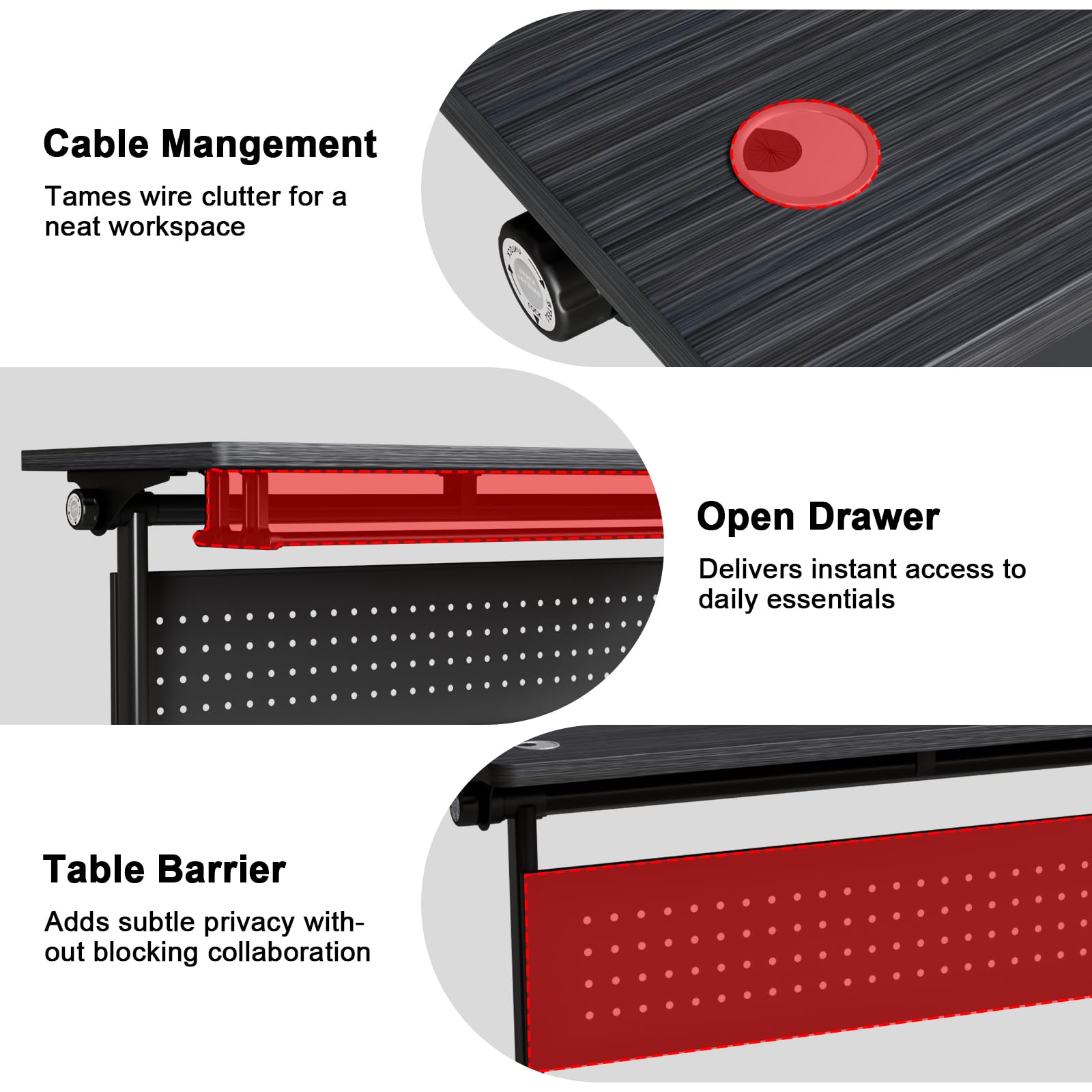 Folding Conference Table with Wheels & Cable Grommets