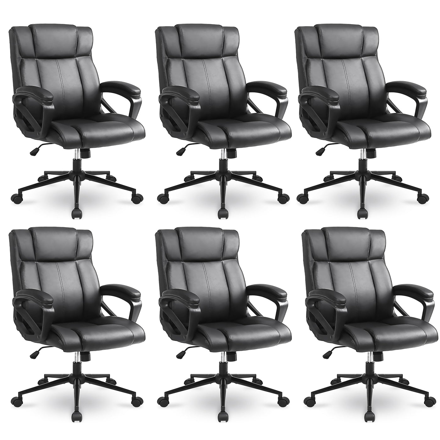 Executive Office Chair Set of 6 with Lumbar Support