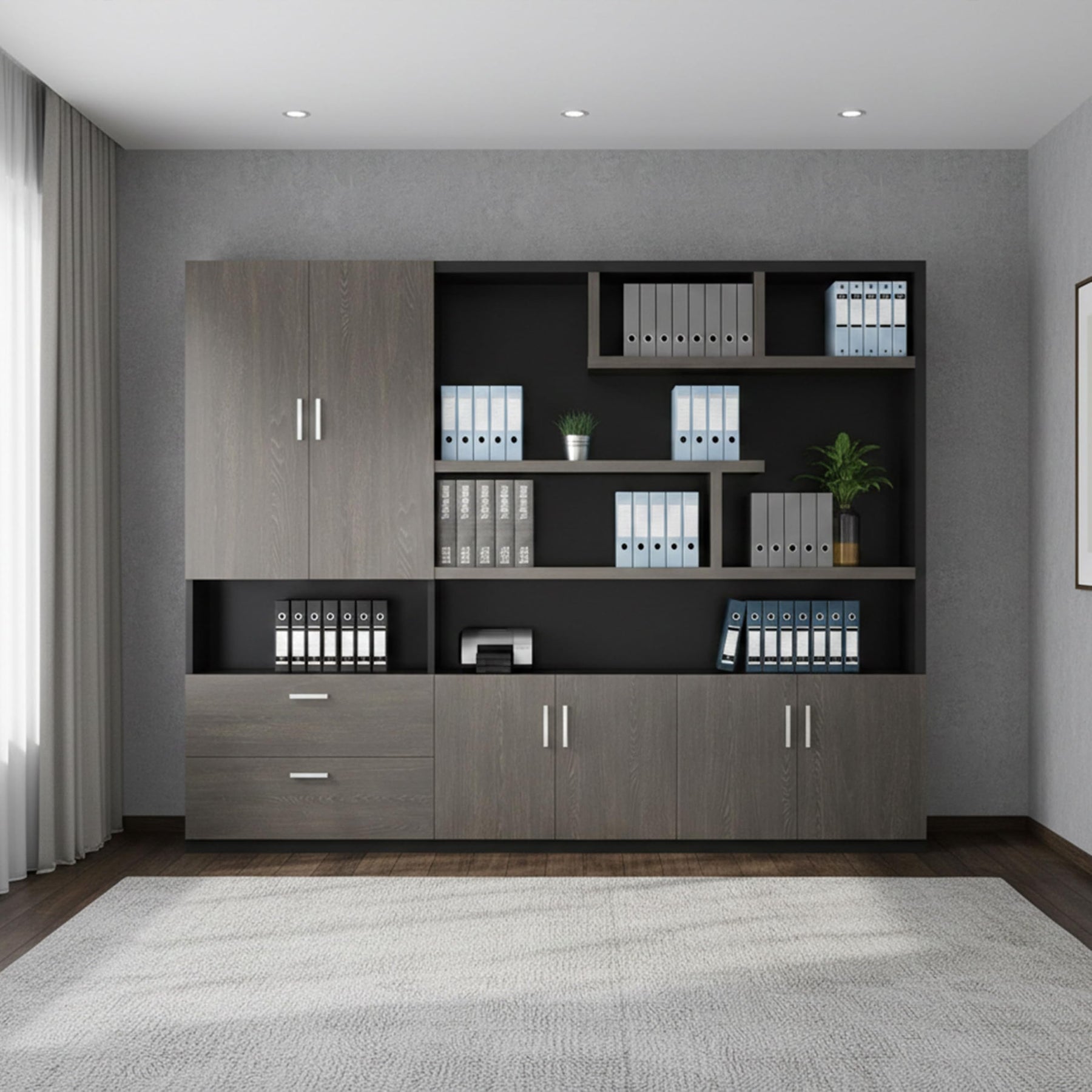 Executive Storage Cabinet & Bookcase Wall Unit
