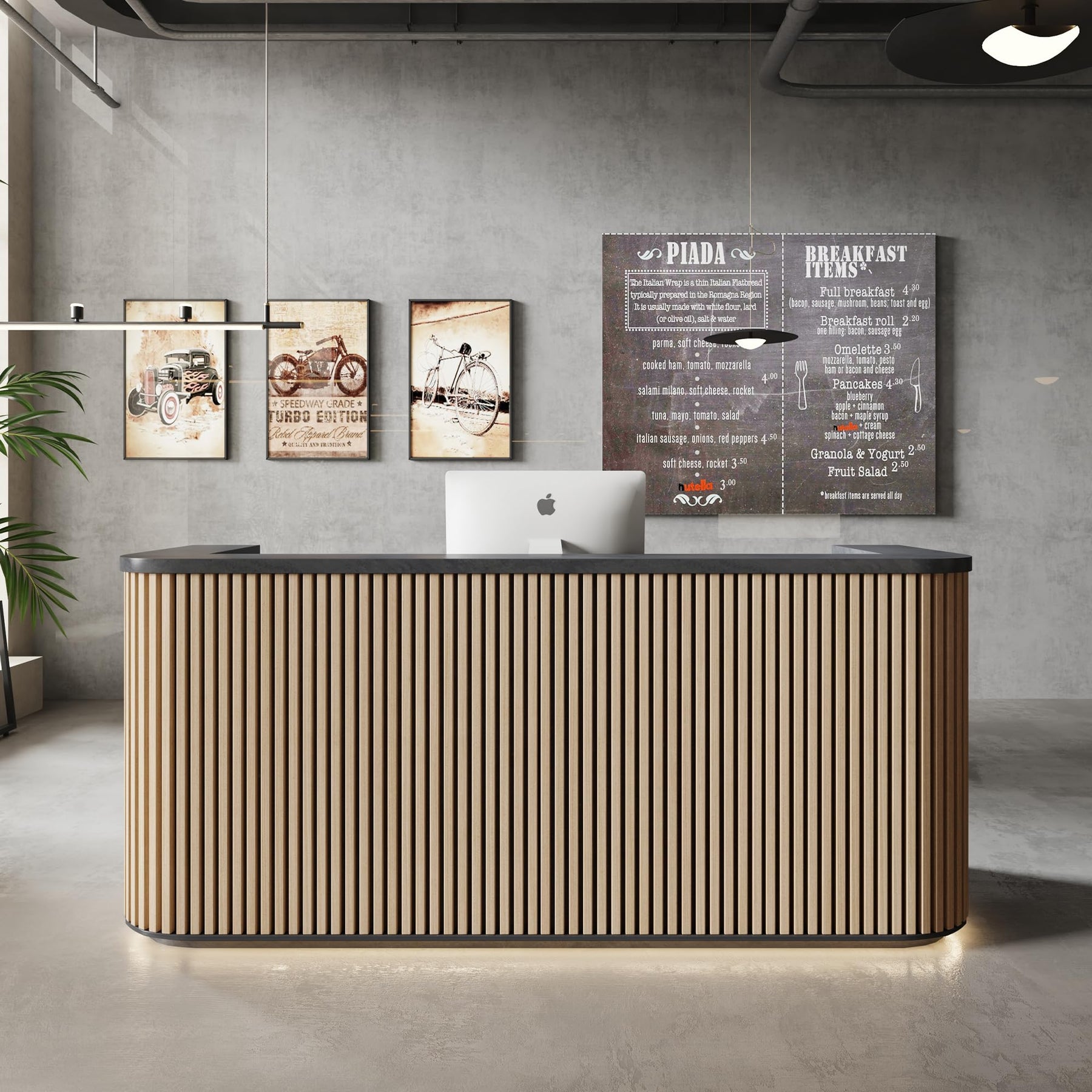 ONNAHOMEStlyle Curved Reception Desk with Cable Grommet
